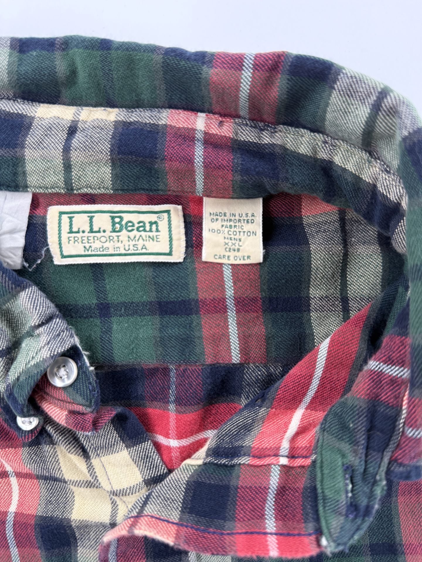 L.L. Bean Plaid Flannel Shirt Men XXL Vintage USA Red Green 2