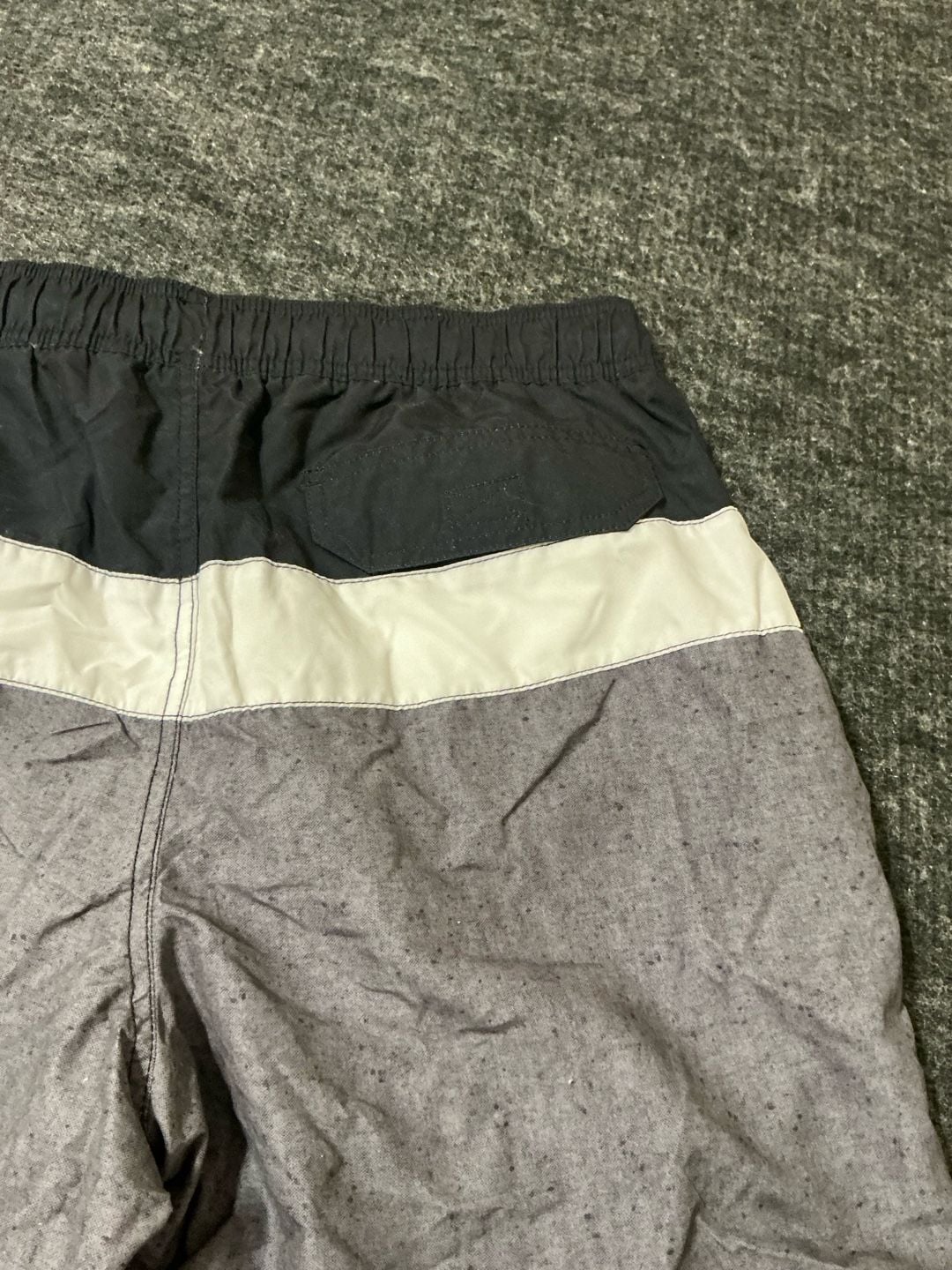 Basic Editions Swim Trunks Mens Size Large Black Gray Colorblock Drawstring 7