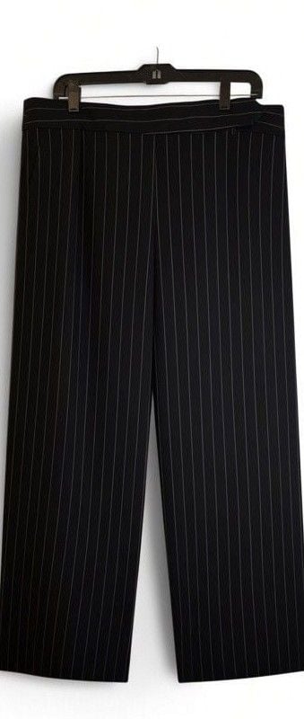 Loft Marisa Trouser Size 14 Black Pinstripe Pants 2