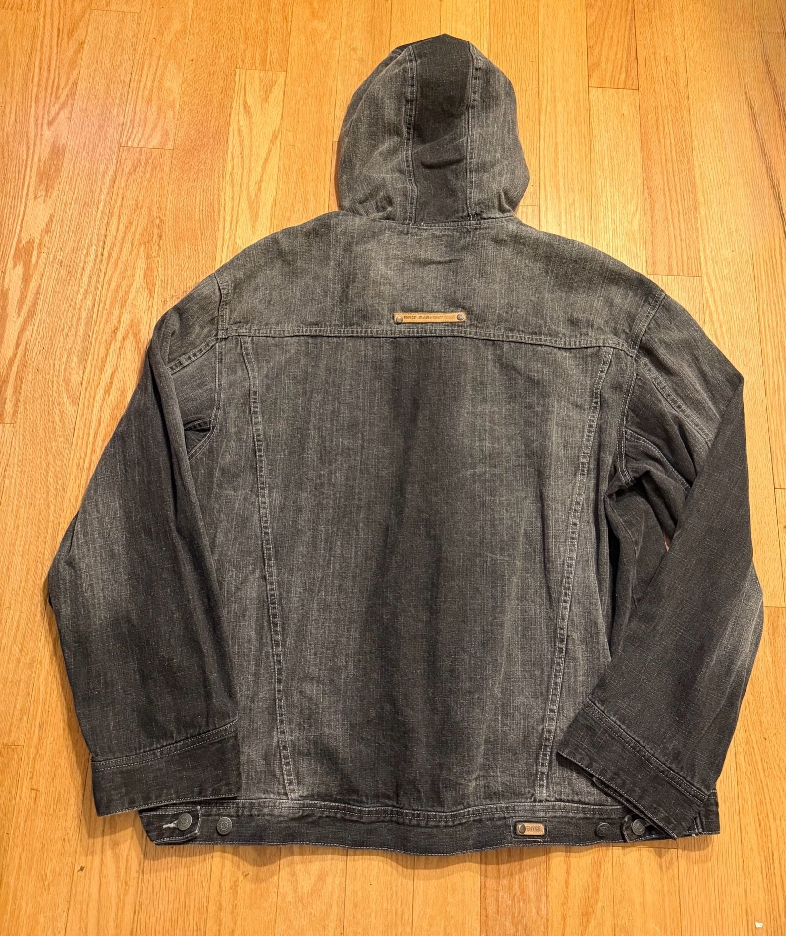 Vintage Enyce Denim Hooded Jacket  3XL Black Wash Y2K Hip Hop Baggy Streetwear  13
