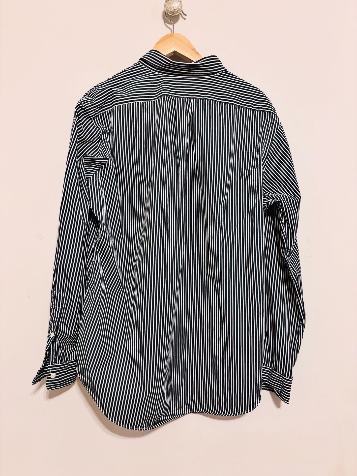 Ralph Lauren Classic Fit Button Down Shirt Size L Navy White Stripe 8