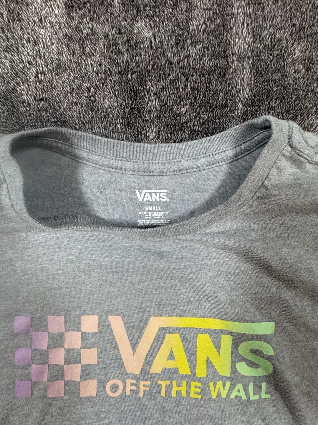 Vans Graphic T-Shirt Size Small Gray Off The Wall Checkered 3