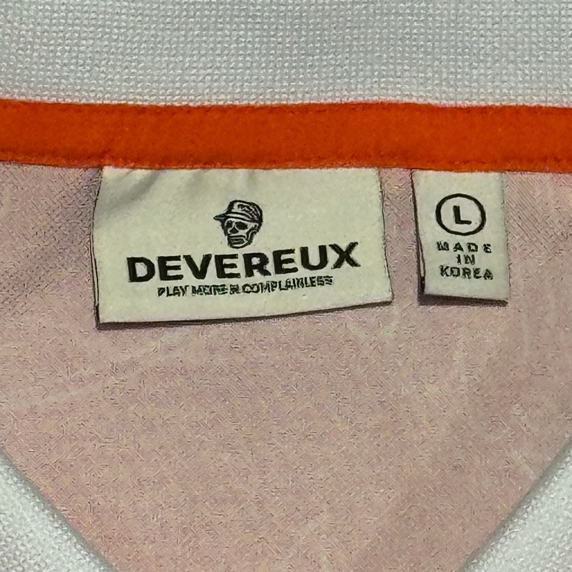 Devereux Golf Polo Shirt Size L Orange Floral Skull Back Graphic 4