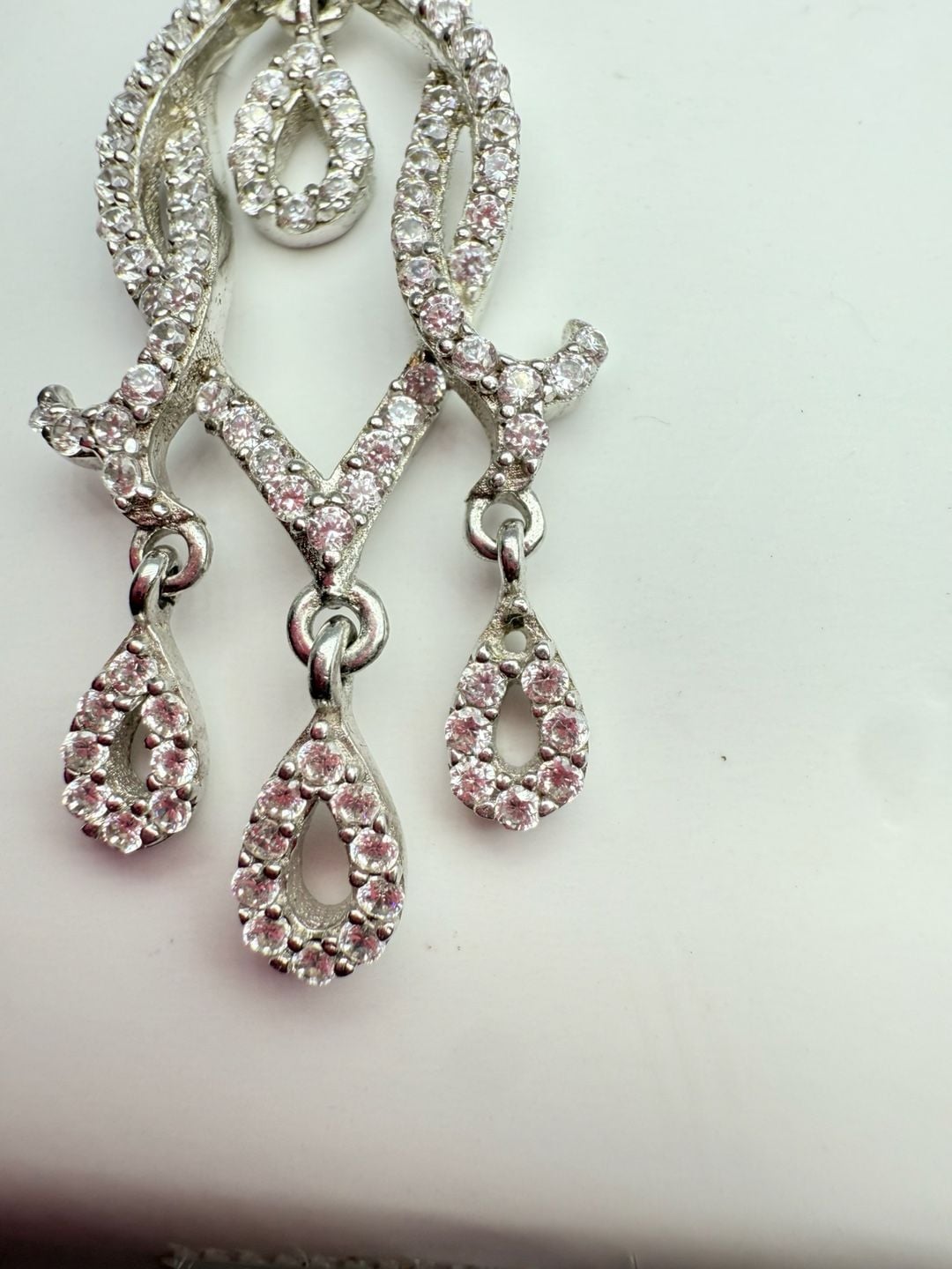 Sterling Silver Chandelier CZ Wedding Earrings, 13