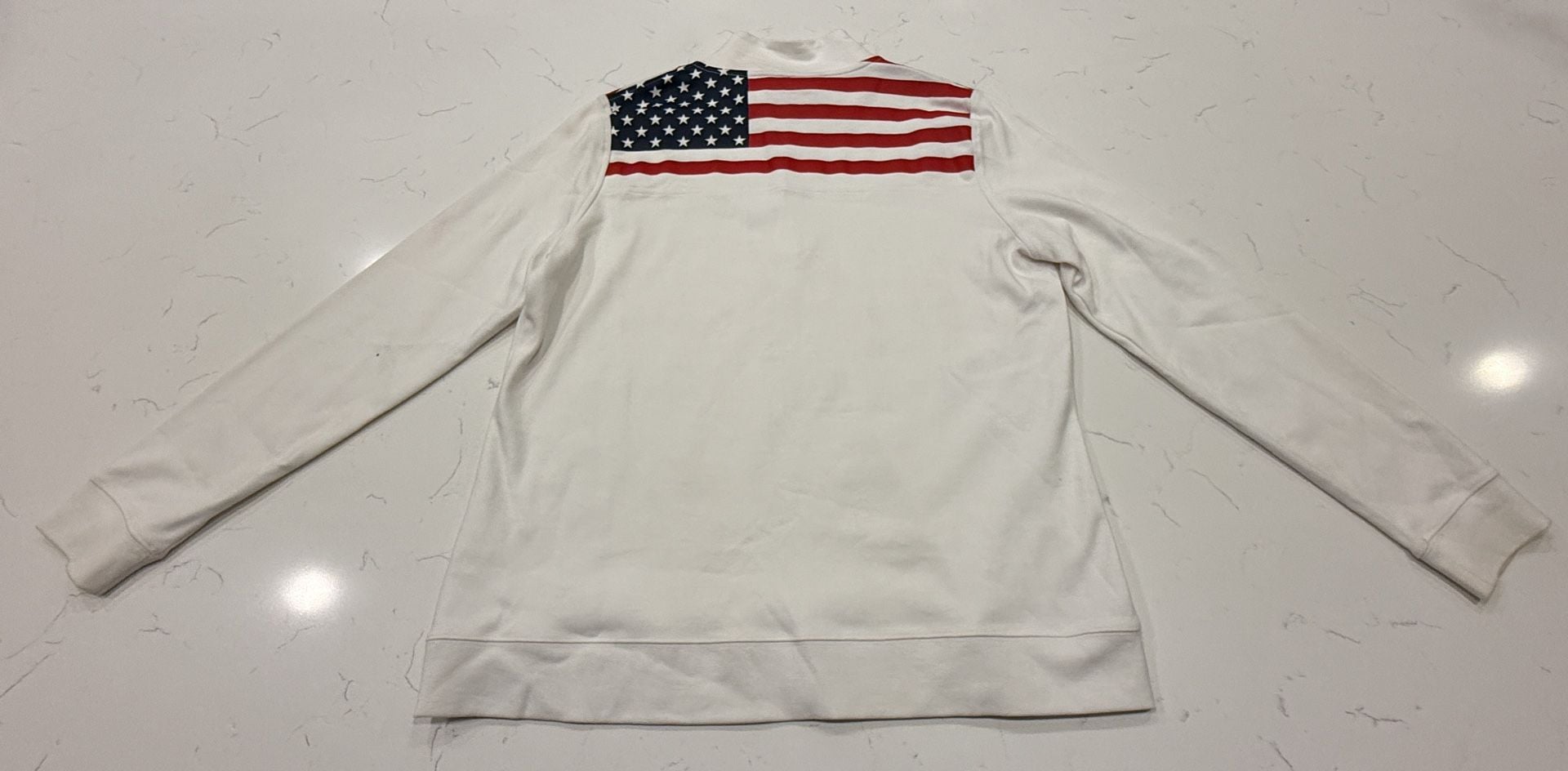 Vineyard Vines American Flag 1/4 Zip Pullover Size L White Cotton 10