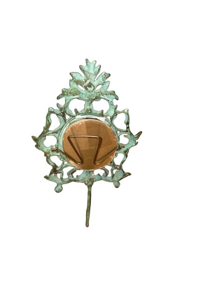 Vintage Ornate Brass Tone Oval Picture Frame Verdigris Patina 2