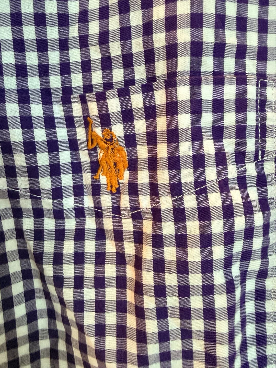 U.S. Polo Assn. Long Sleeve Gingham Button Down Shirt Size 3XL Purple White 3