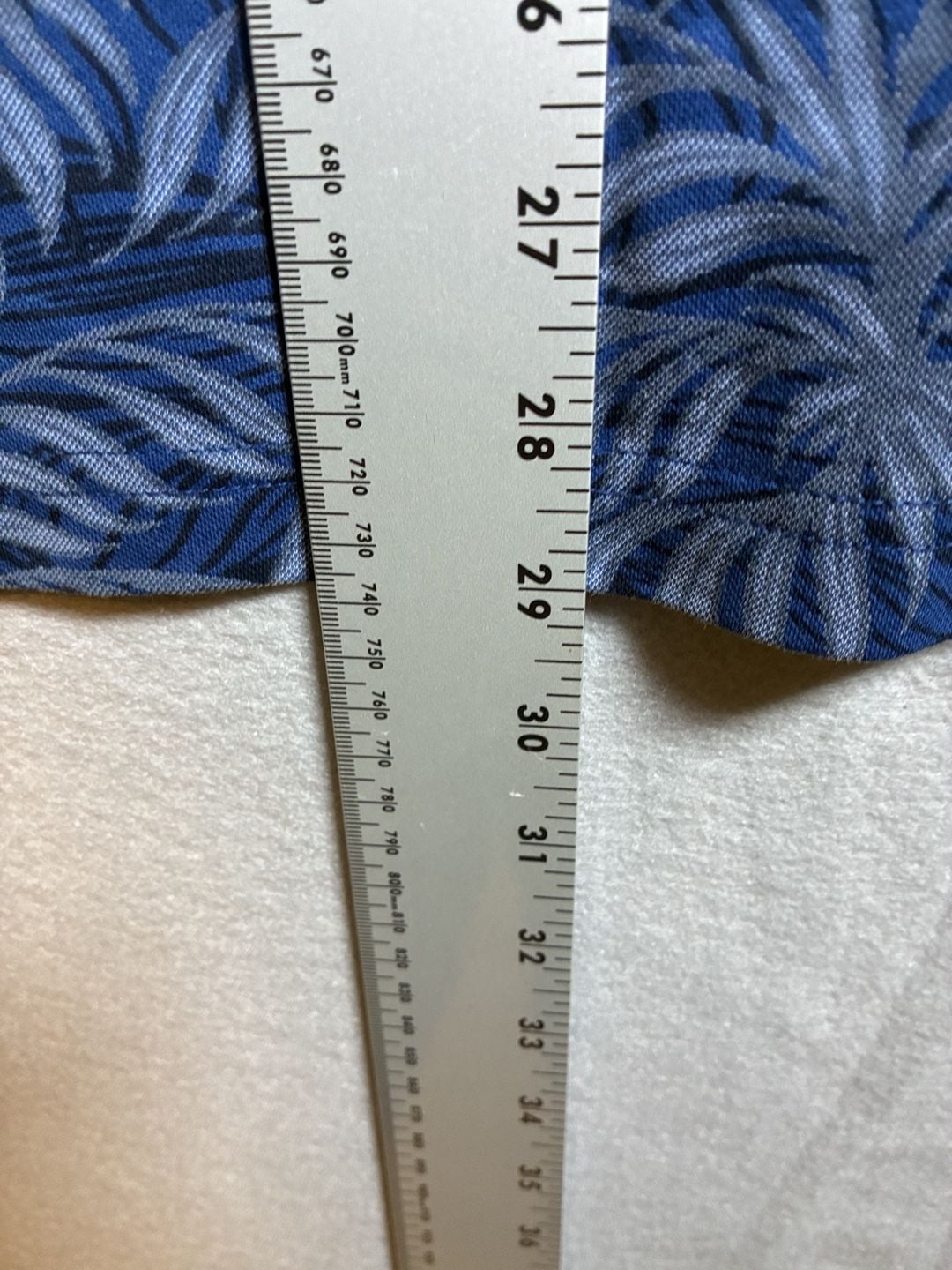 TravisMathew Polo Shirt Size L Blue Palm Leaf Print Golf 8