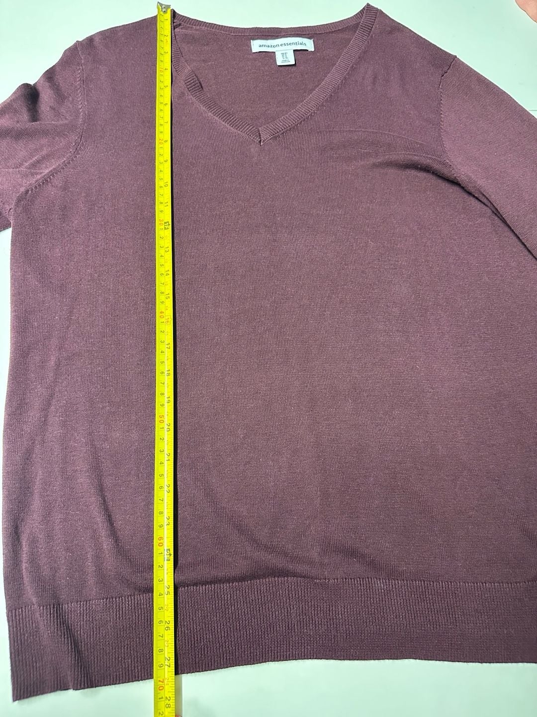 Amazon Essentials V-Neck Sweater Size 1X Burgundy Long Sleeve 4