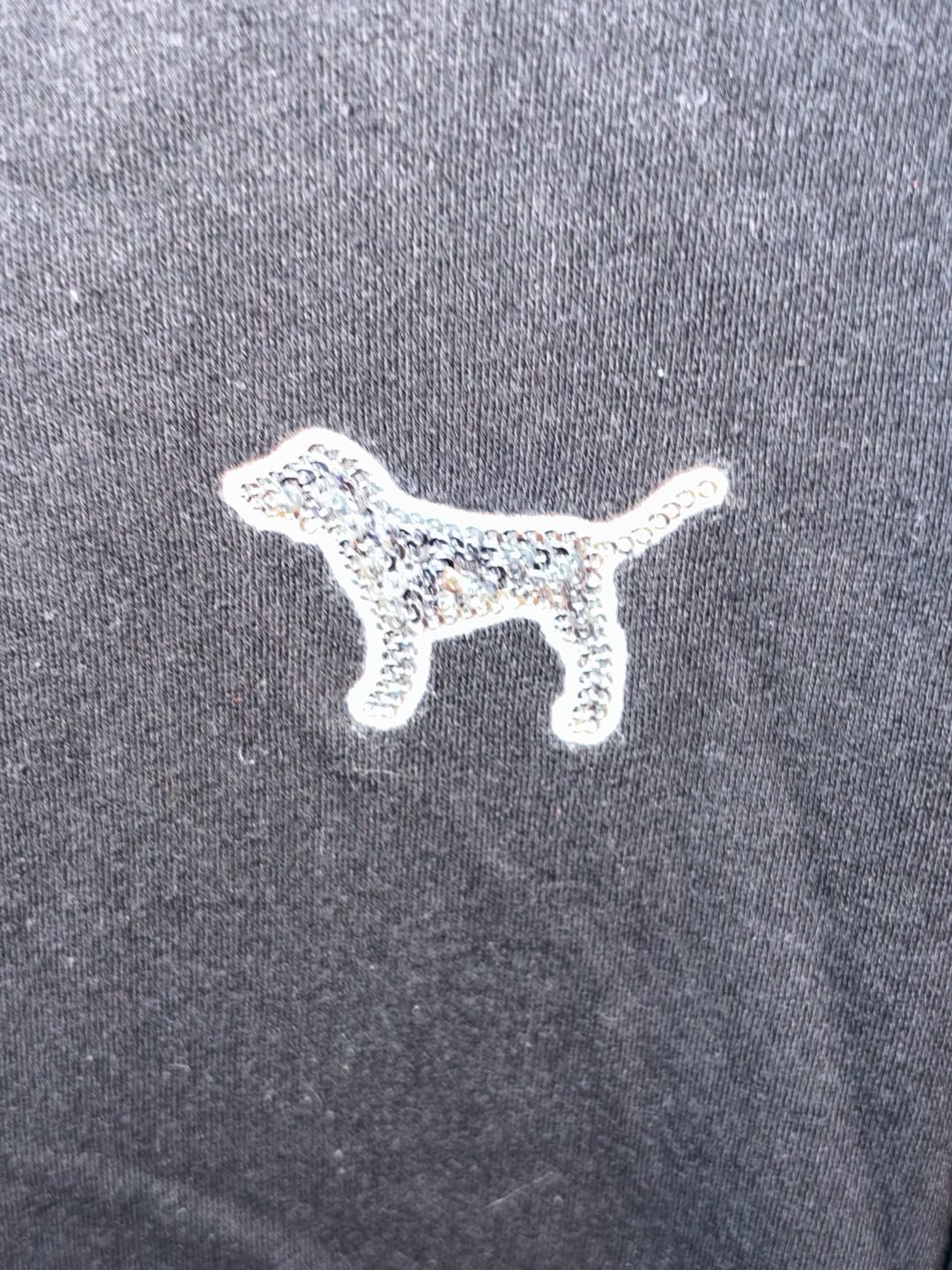 Victoria's Secret PINK Hoodie Size S Black Sequin Dog Logo 5