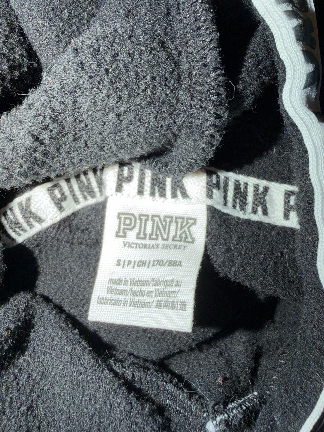 Victoria's Secret PINK Hoodie Size S Black Sequin Dog Logo 6
