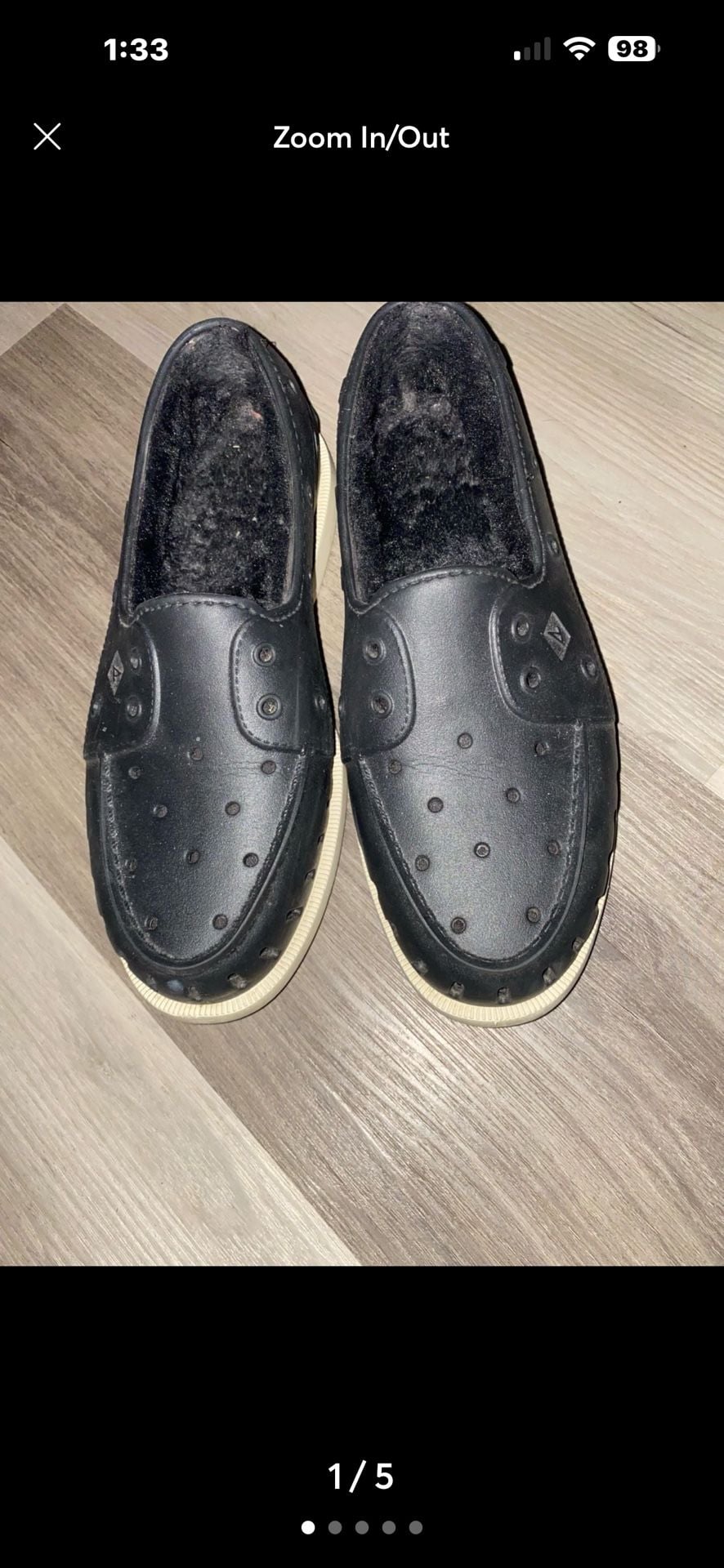 Sperry Authentic Original Float Cozy Boat Shoes Size 9 Black Faux Fur 2