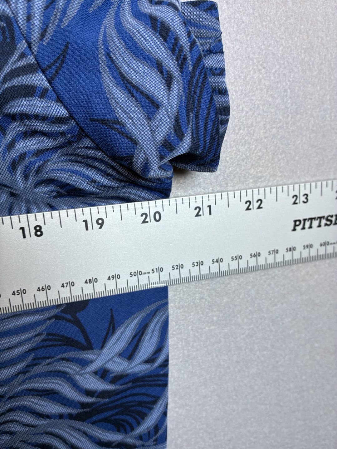 TravisMathew Polo Shirt Size L Blue Palm Leaf Print Golf 9