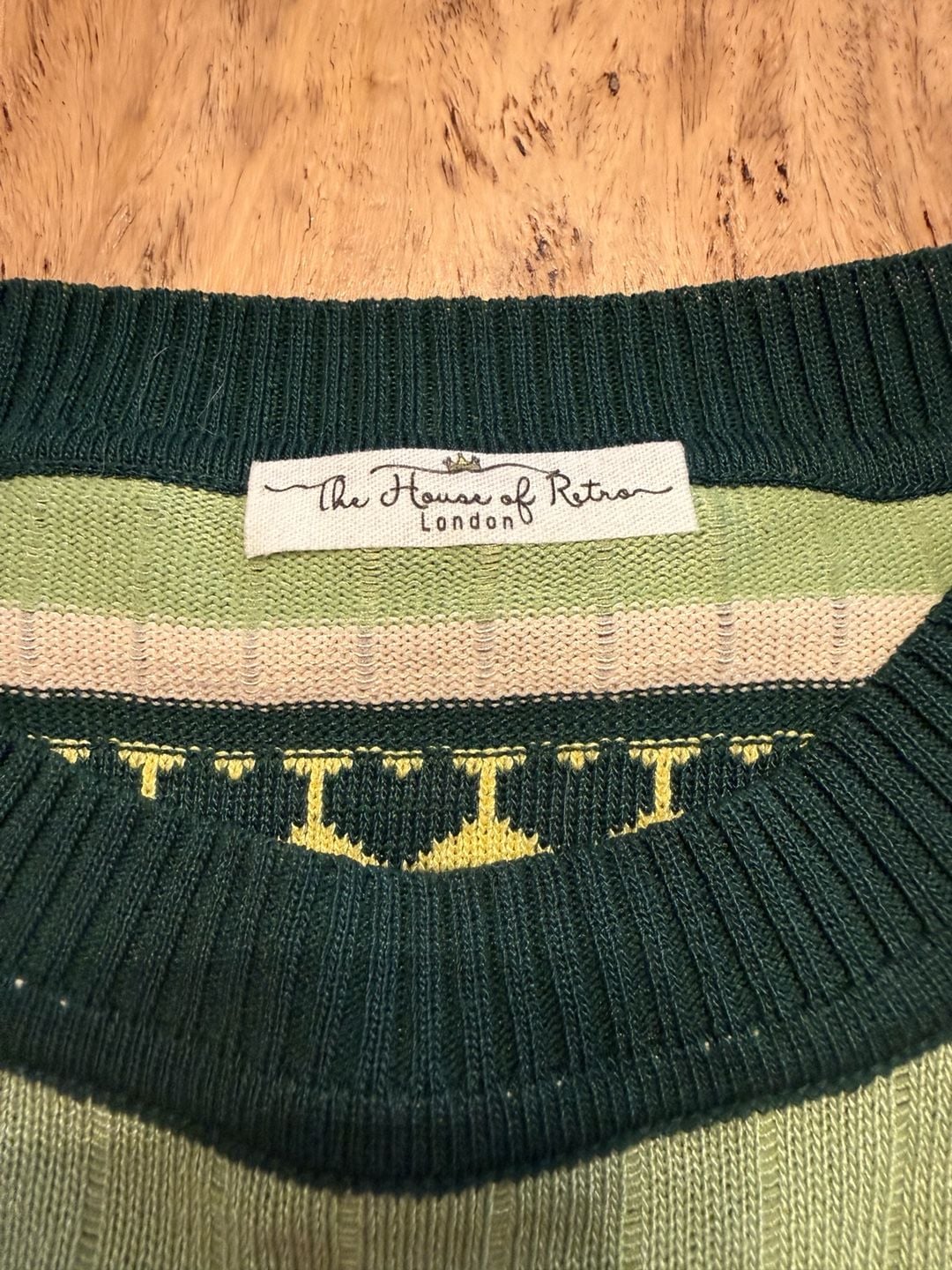 The House Of Retro London Green Striped Heart Sweater 3