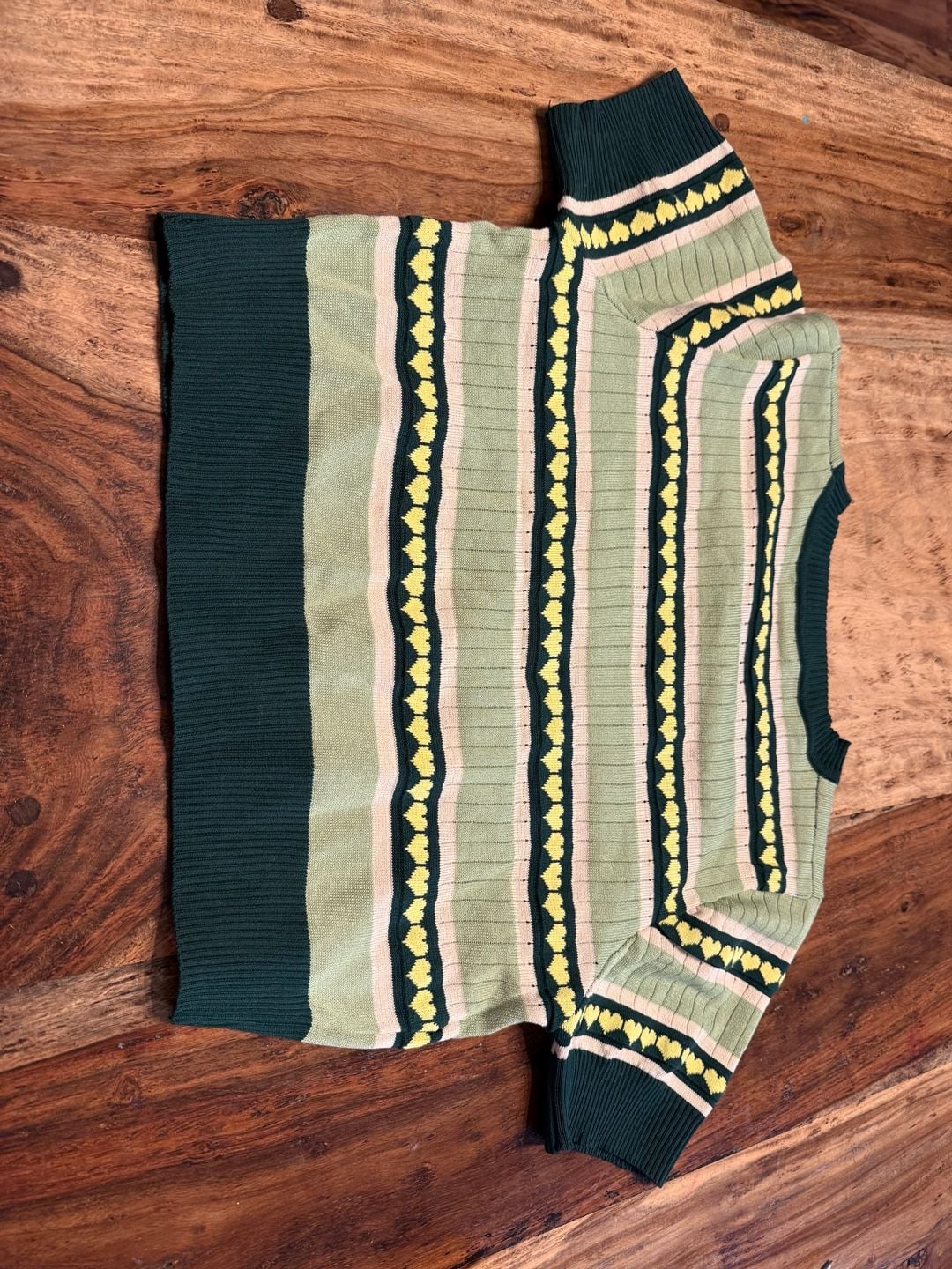 The House Of Retro London Green Striped Heart Sweater 4