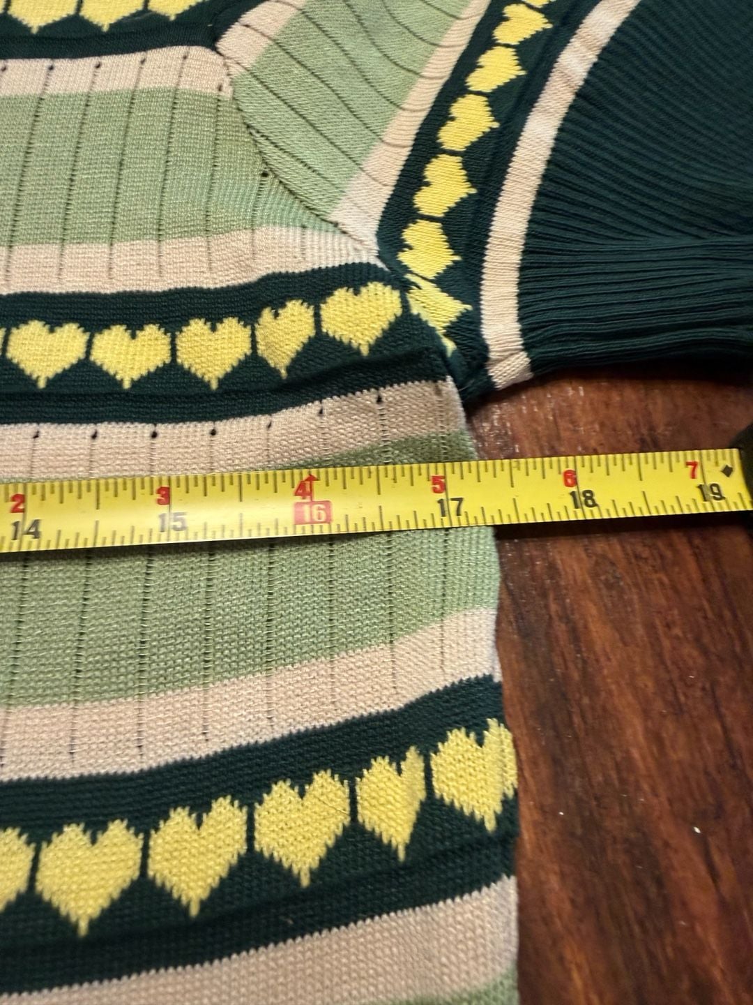 The House Of Retro London Green Striped Heart Sweater 5