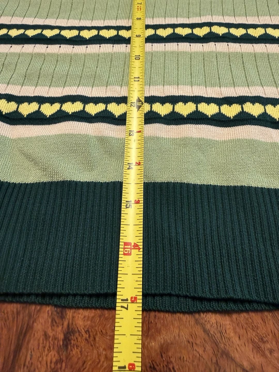 The House Of Retro London Green Striped Heart Sweater 6