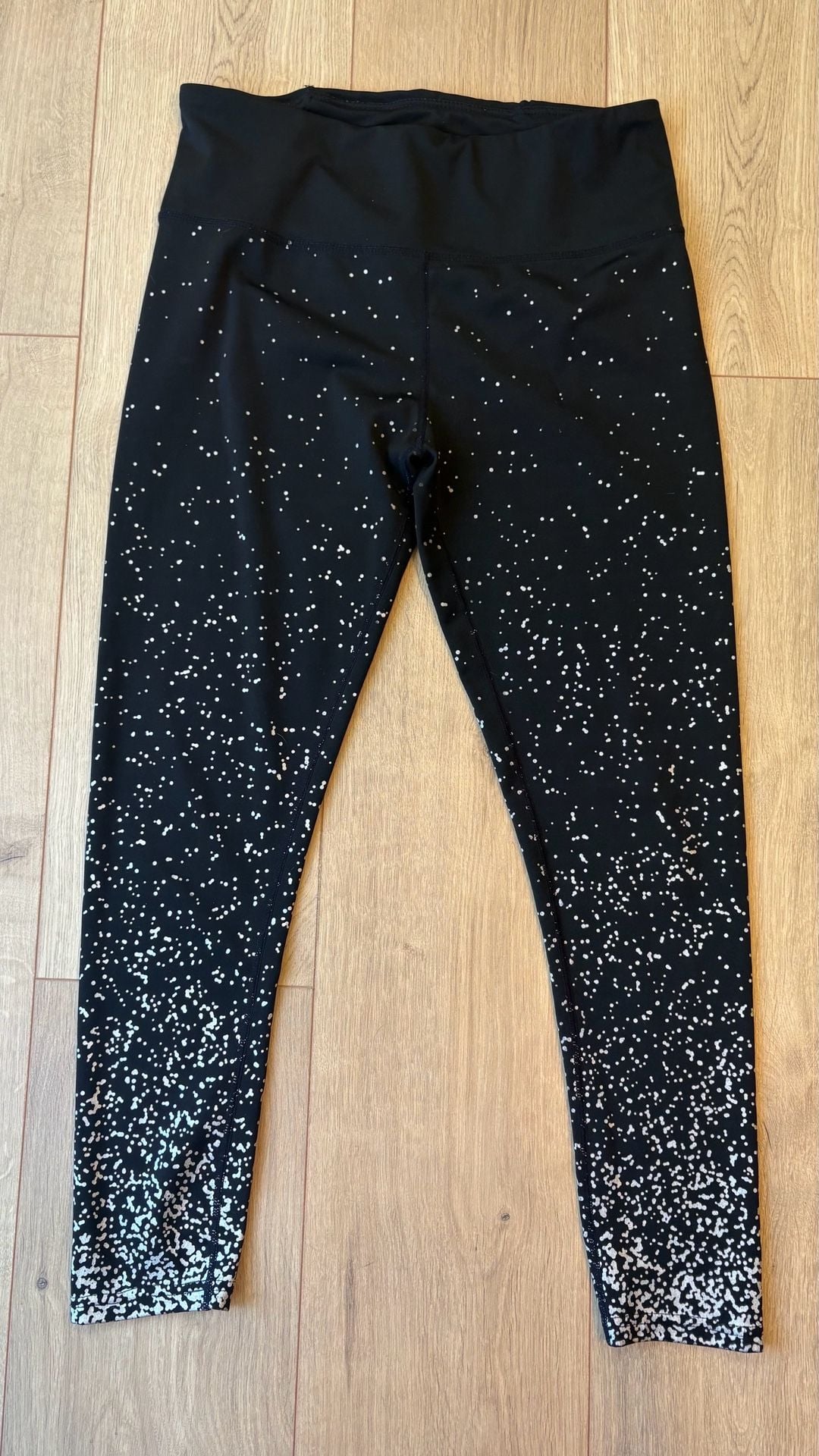 Kimberly Leggings Size L Black White Speckled Athletic Activewear 2
