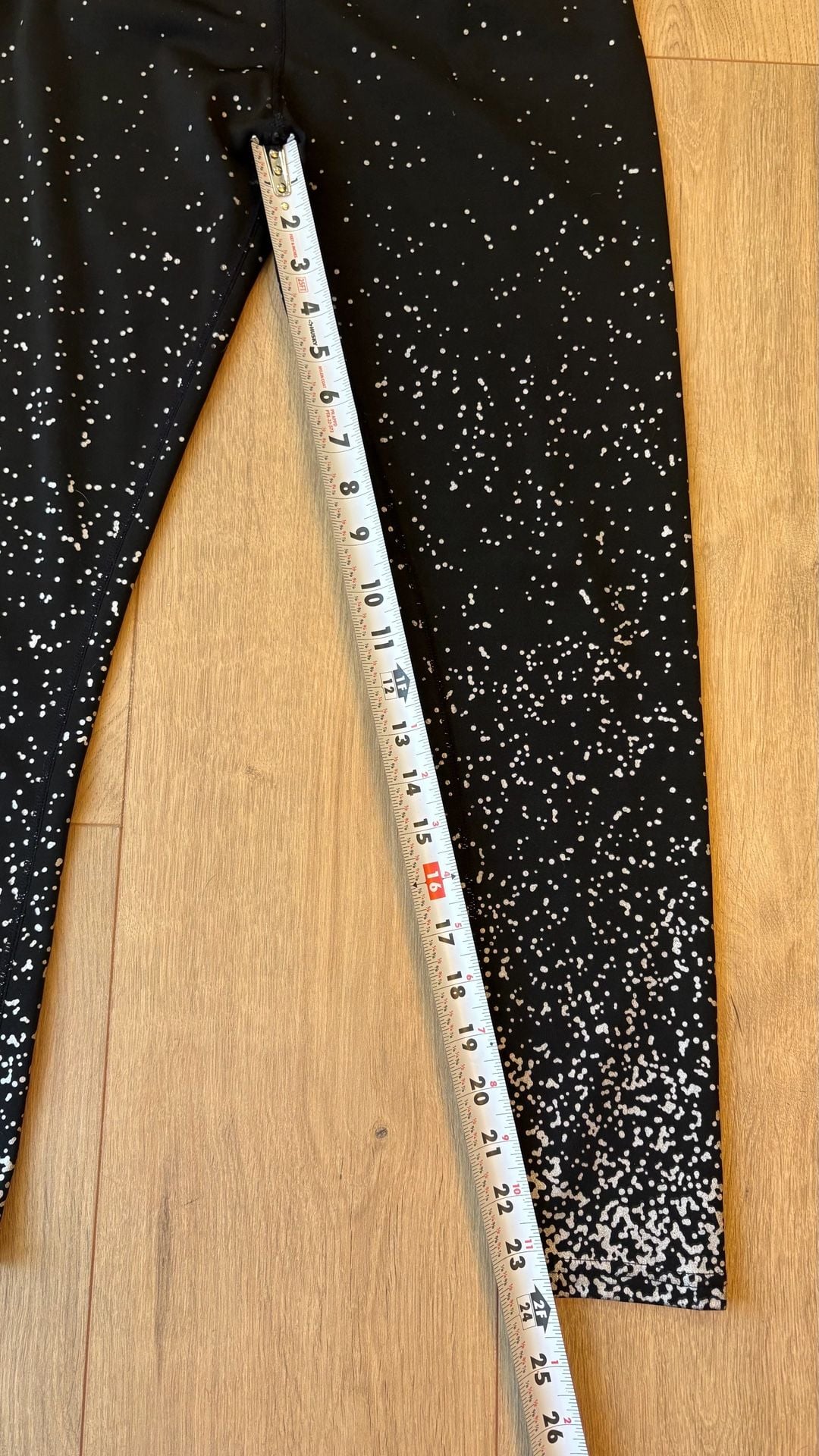 Kimberly Leggings Size L Black White Speckled Athletic Activewear 4