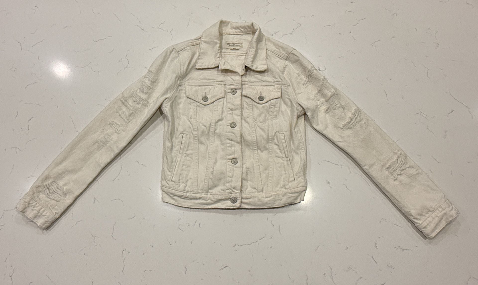 Denim & Supply Ralph Lauren Distressed Denim Jacket Size S White 2