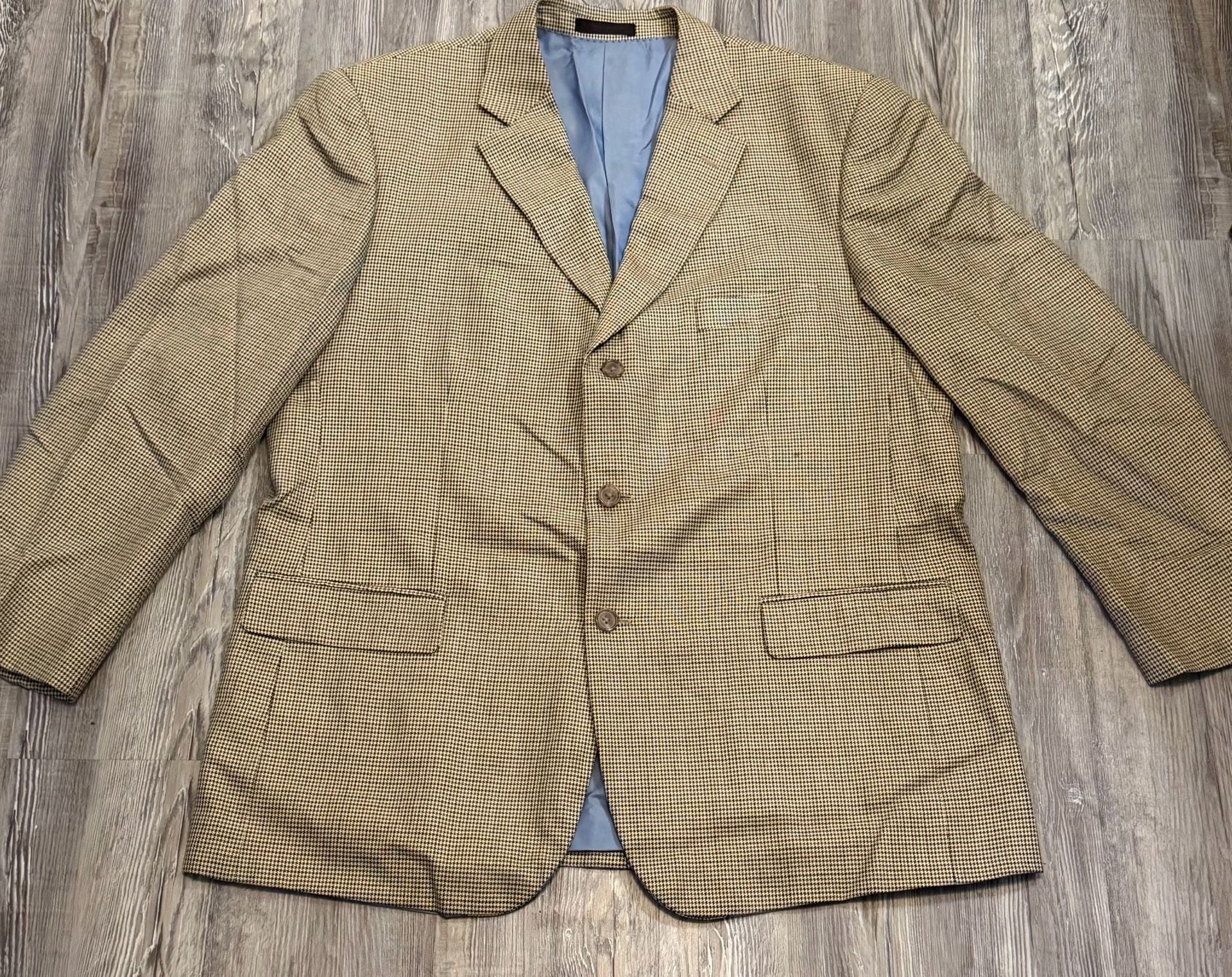 Alan Flusser Sport Coat Size 48R Brown Houndstooth Silk Wool Blazer 2