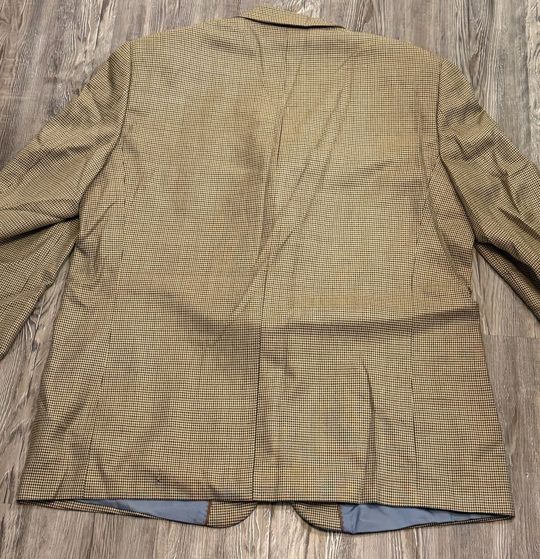 Alan Flusser Sport Coat Size 48R Brown Houndstooth Silk Wool Blazer 11