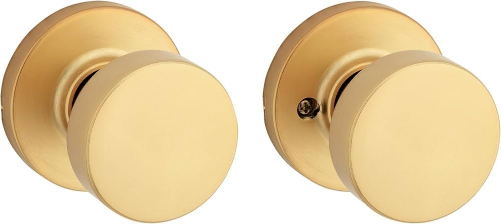 Kwikset Pismo Passage Door Knob Satin Brass 720PSK RDT 4 6AL RCS 1