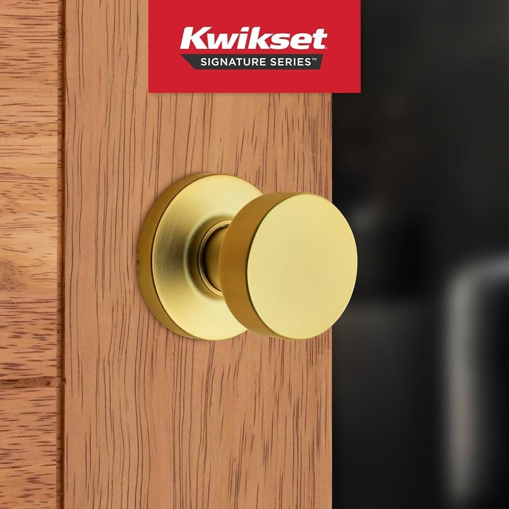 Kwikset Pismo Passage Door Knob Satin Brass 720PSK RDT 4 6AL RCS 2