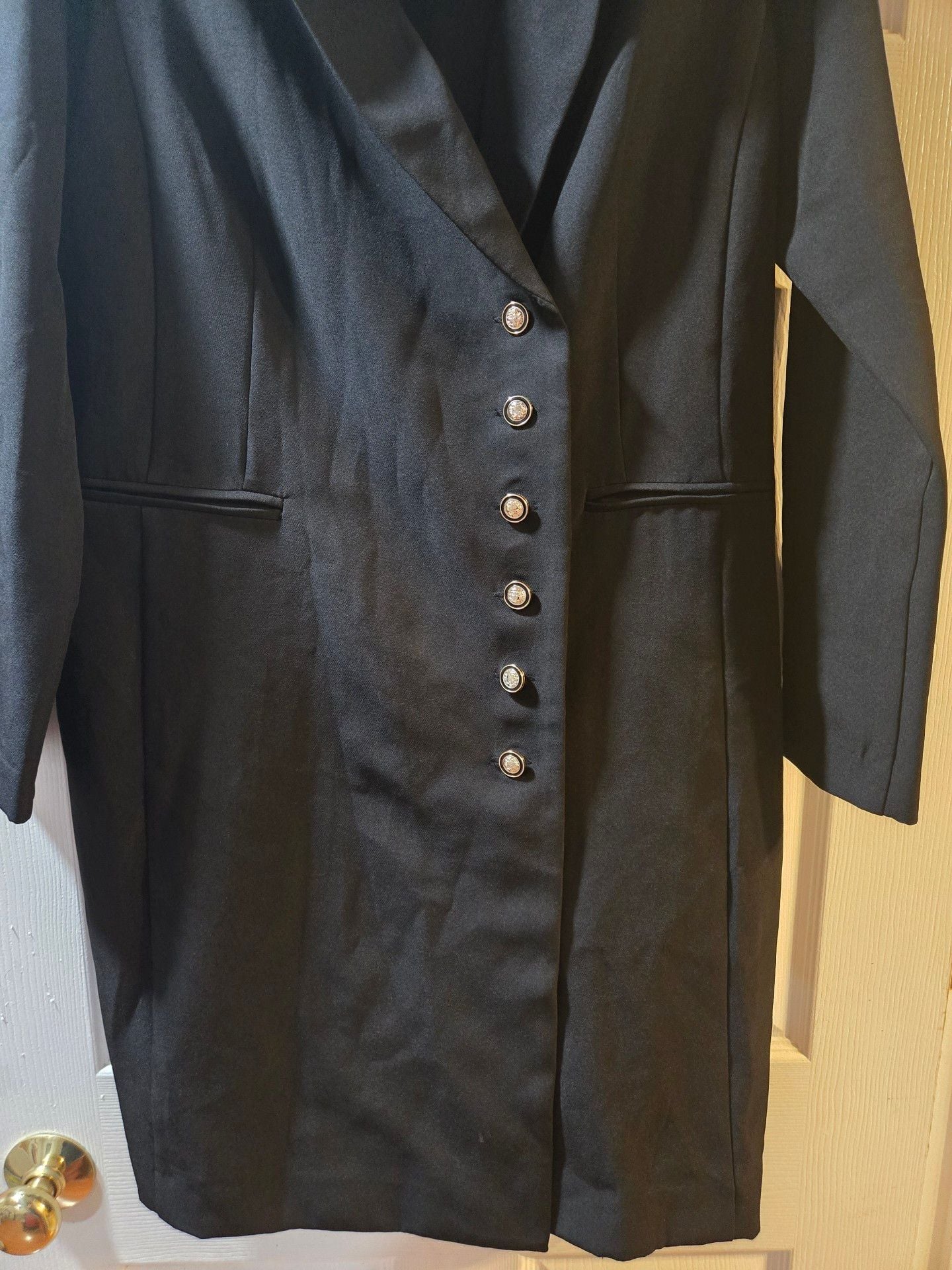 Shelby & Palmer Blazer Dress Size 8 Black Long Sleeve Button Front 3