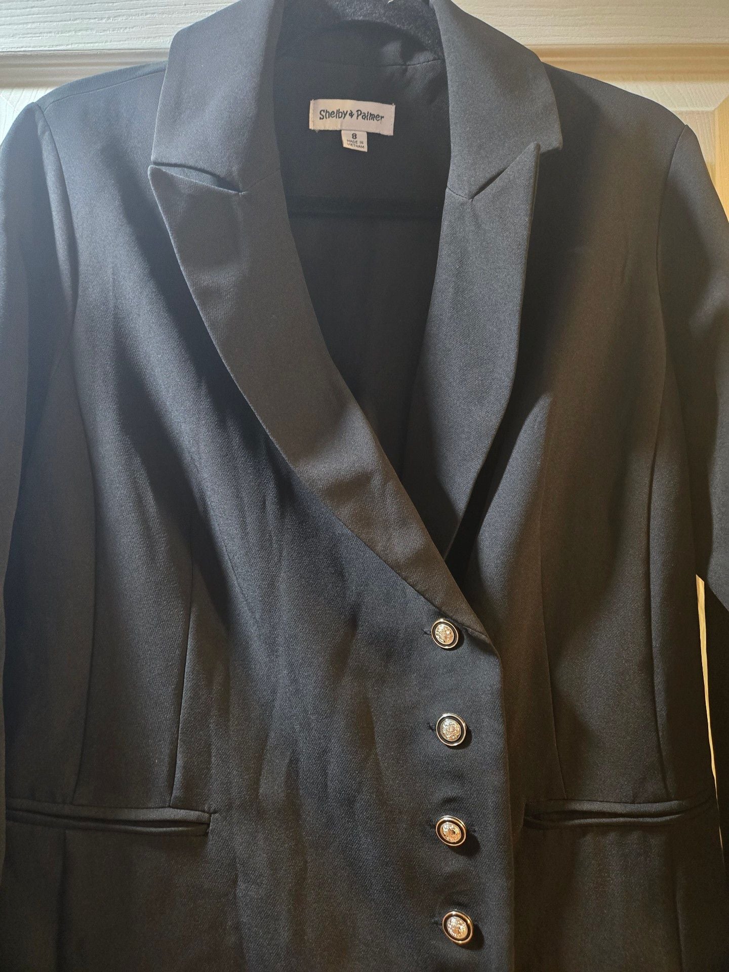 Shelby & Palmer Blazer Dress Size 8 Black Long Sleeve Button Front 4