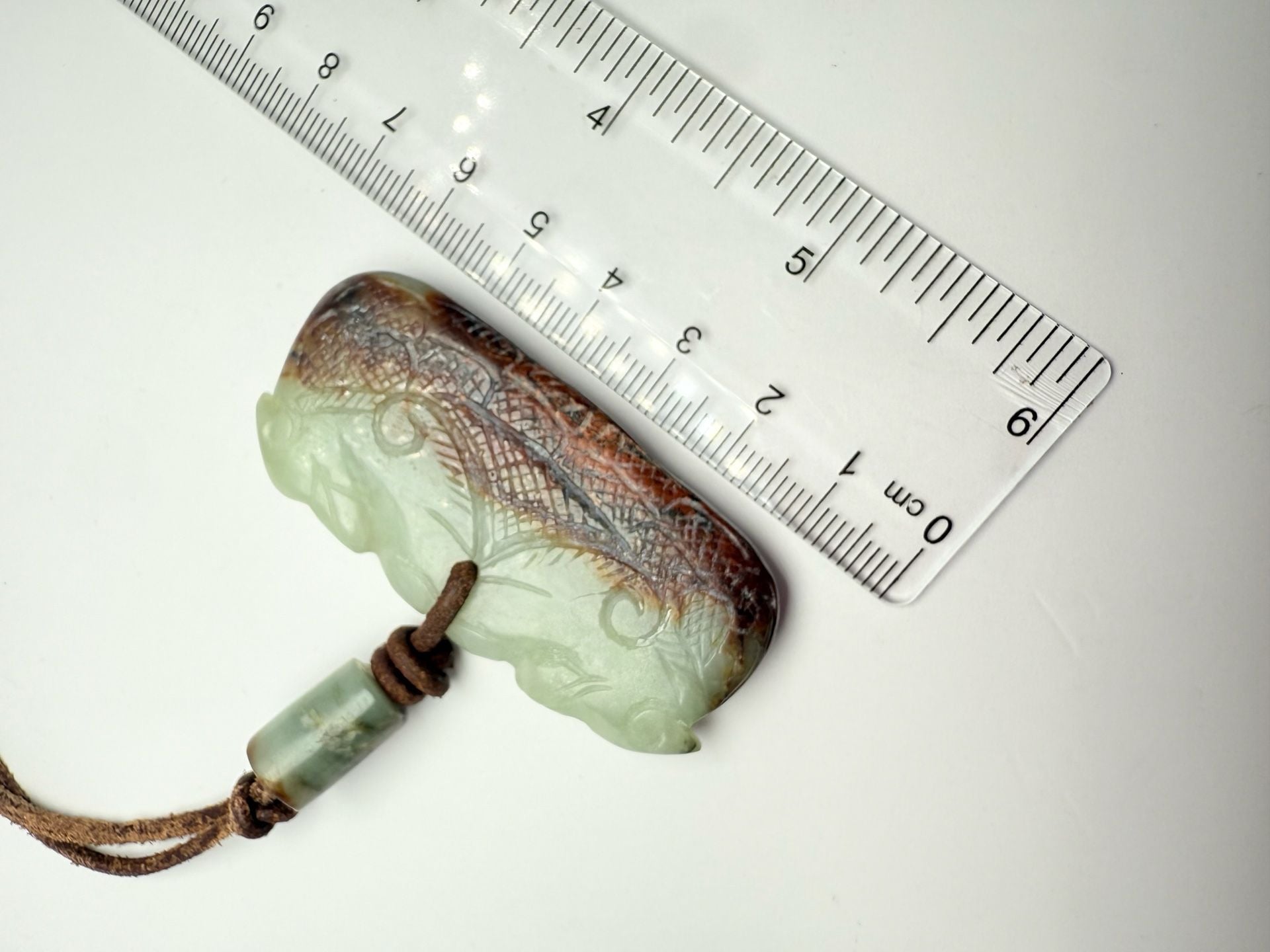 Hand Carved Green and Brown Jadeite Dragon Pendant Necklace 7