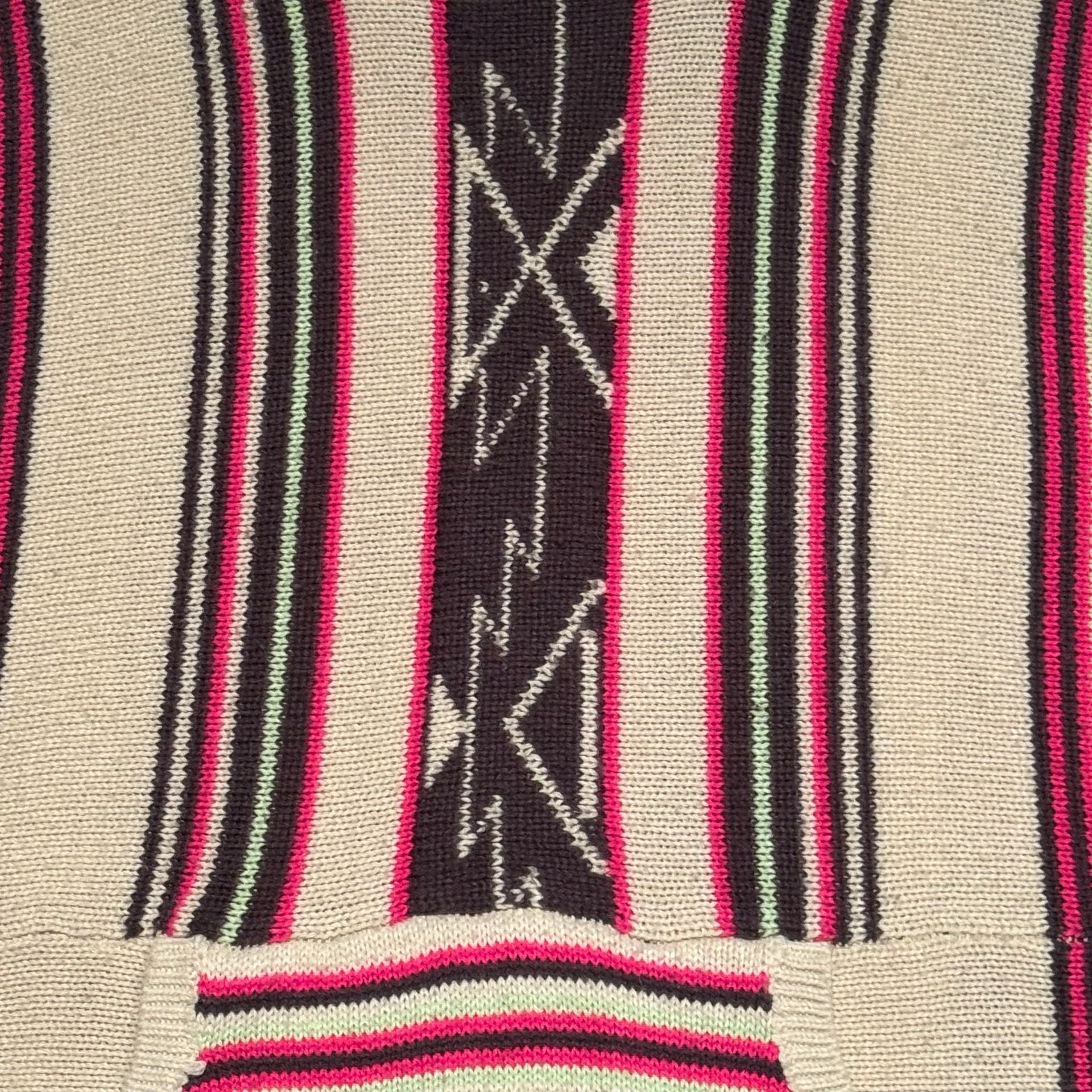 Aheero Baja Hoodie Sweater M/L Pink Cream Striped Aztec Boho Western Pullover 6