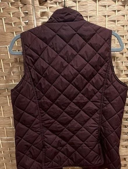 Gap Quilted Vest Size M Burgundy Full Zip Pockets 5