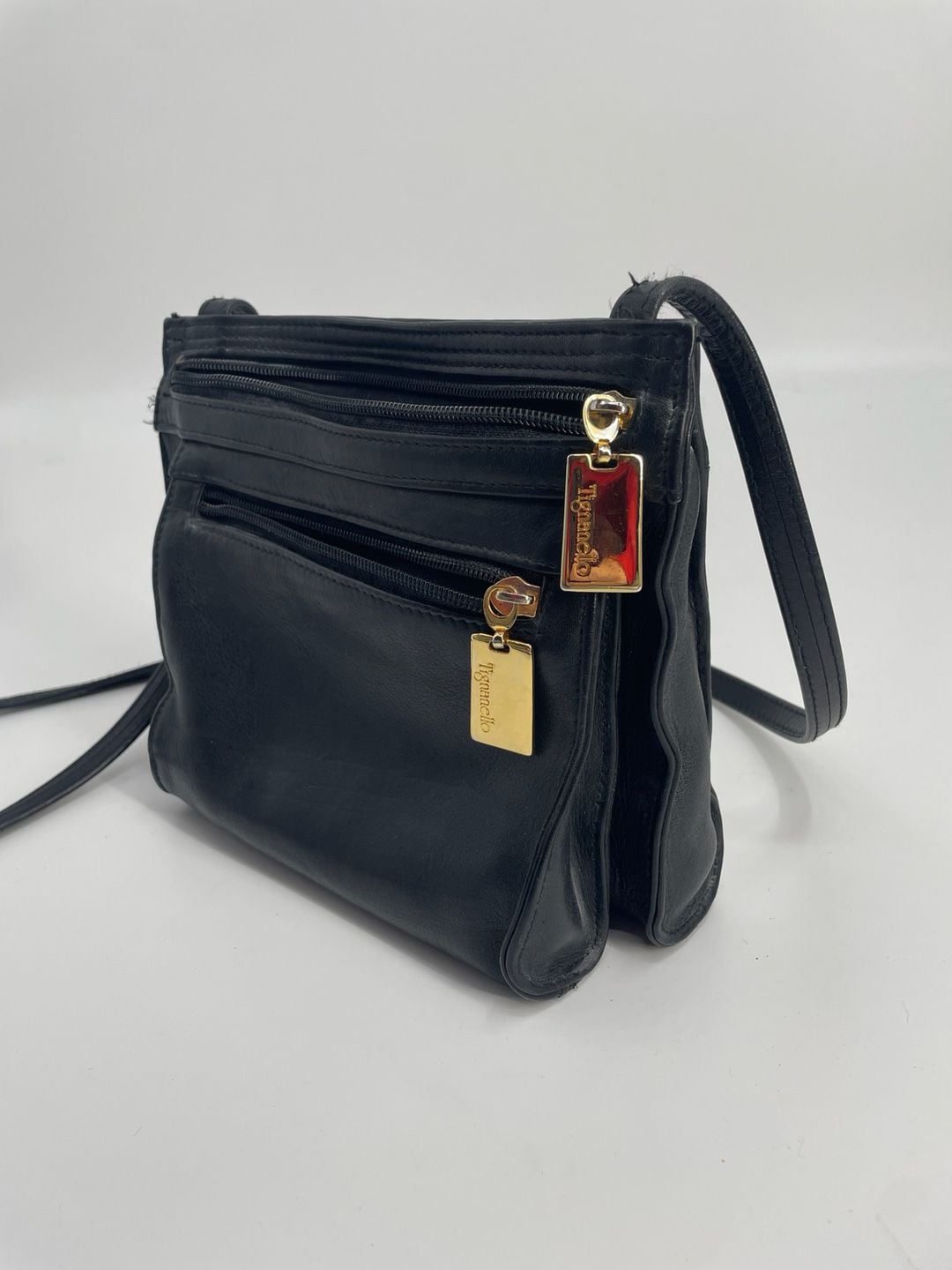 Tignanello Black Leather Crossbody Bag 2