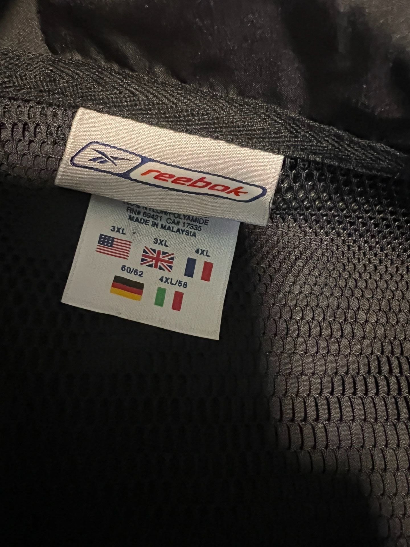 Reebok 1/2 Zip Windbreaker Jacket Black Size 3XL 4