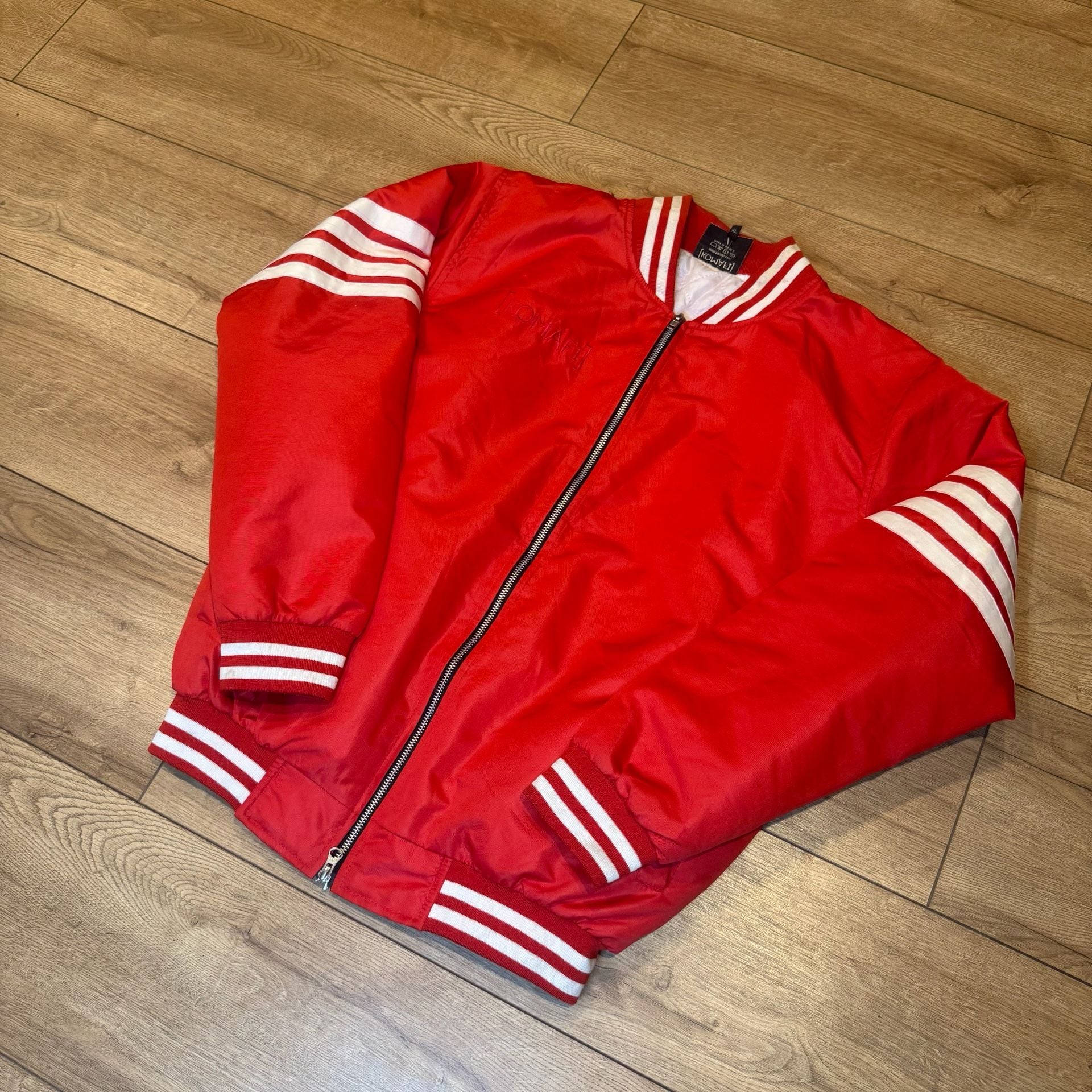 Komaft Bomber Jacket Size XL Red Varsity Full Zip 2