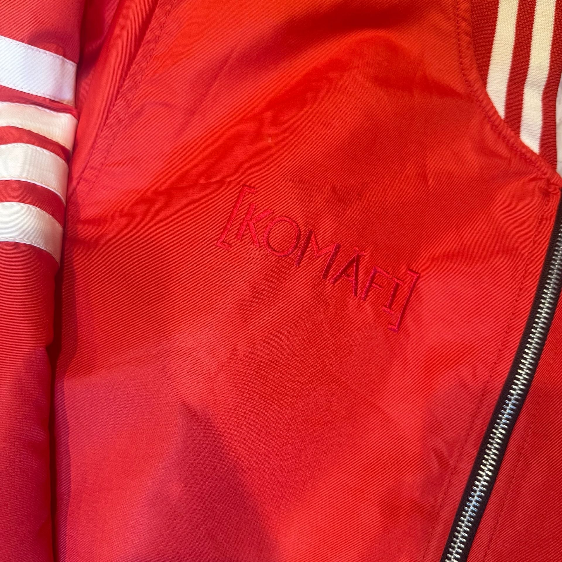 Komaft Bomber Jacket Size XL Red Varsity Full Zip 3