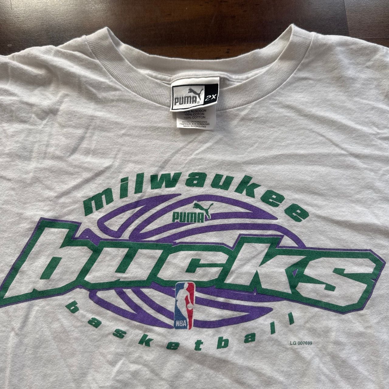 Puma Milwaukee Bucks NBA T-Shirt Size 2X White Cotton 3
