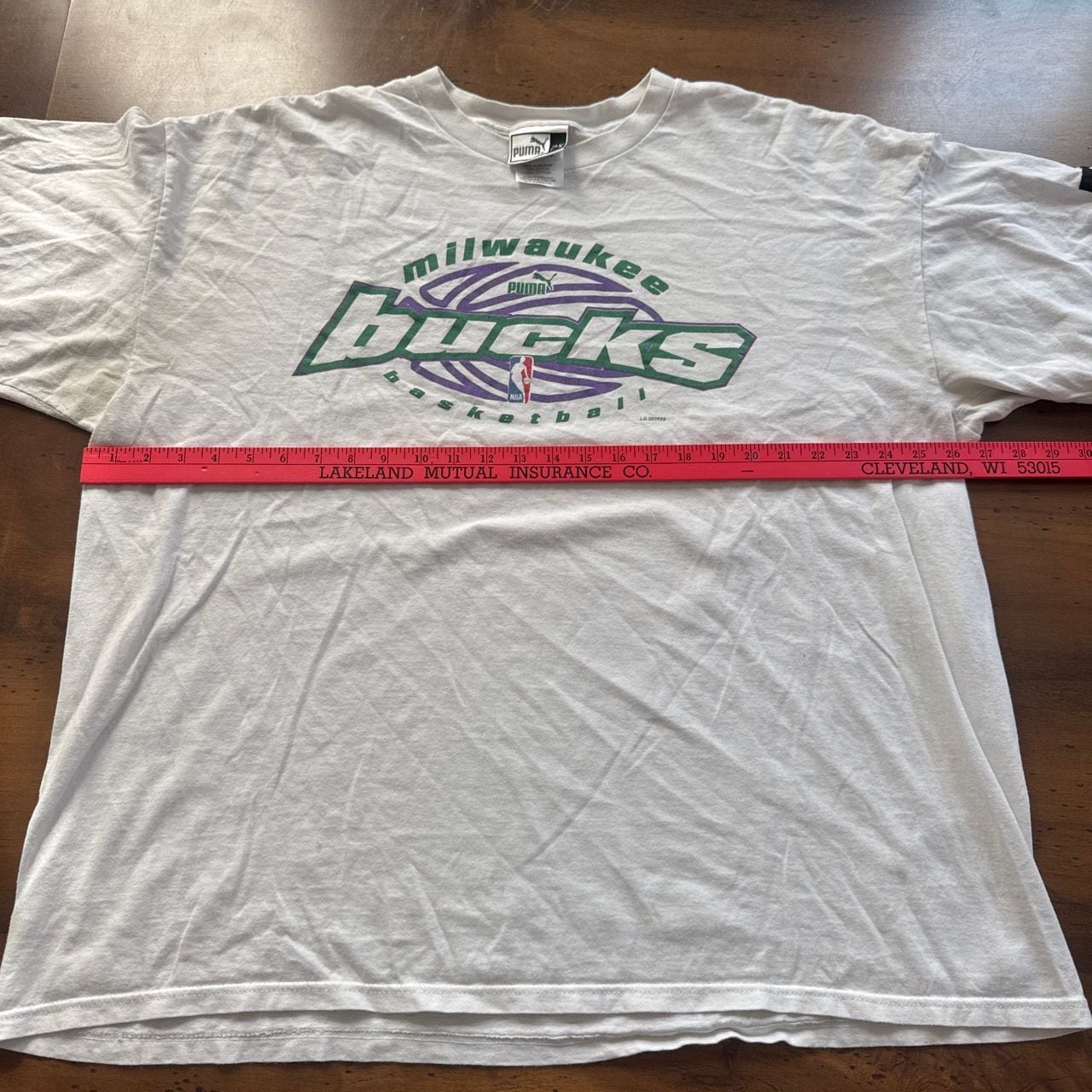 Puma Milwaukee Bucks NBA T-Shirt Size 2X White Cotton 7