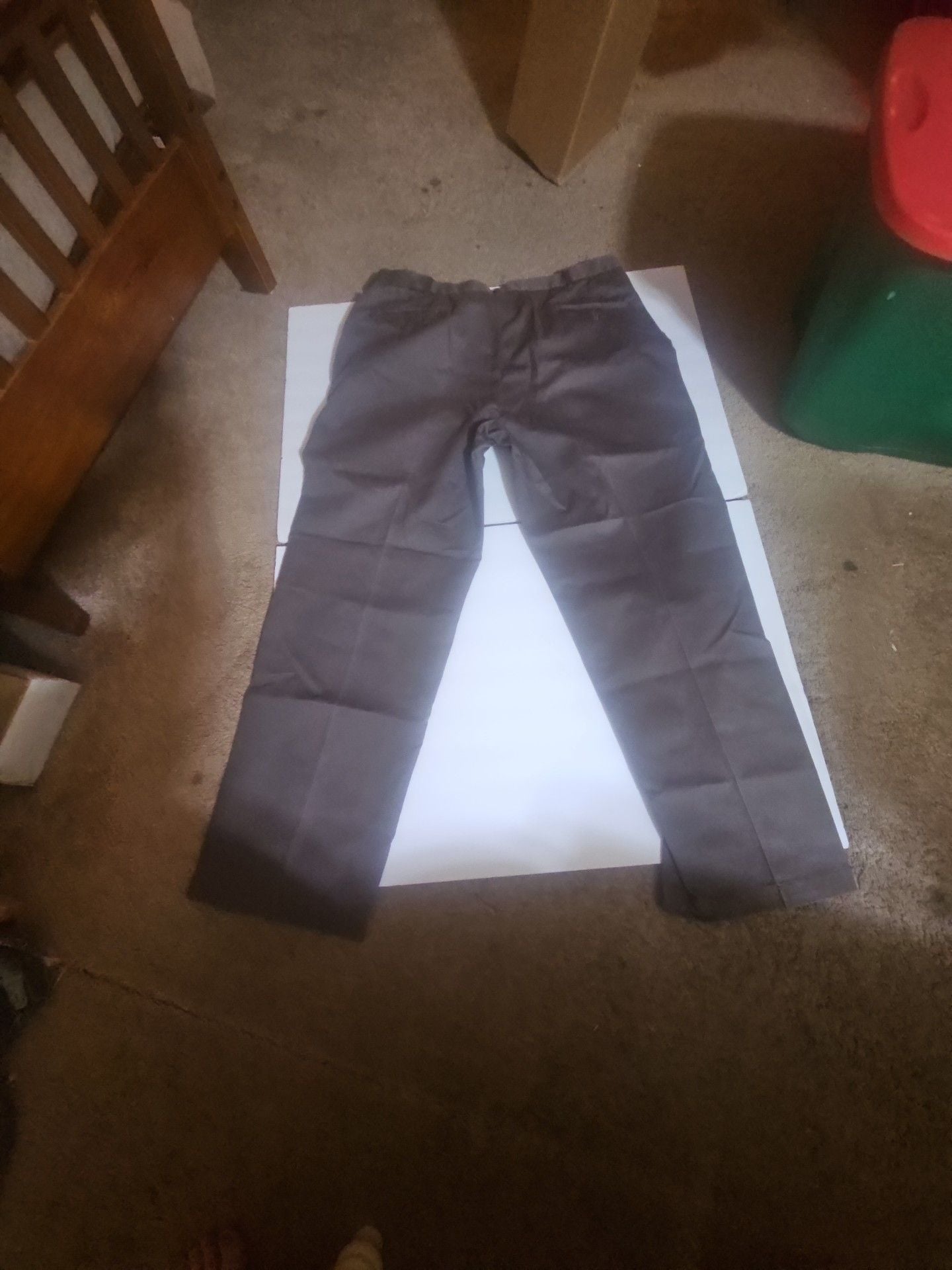 Haggar Select No-Iron Cotton Pants 42x32 Gray Flat Front 3