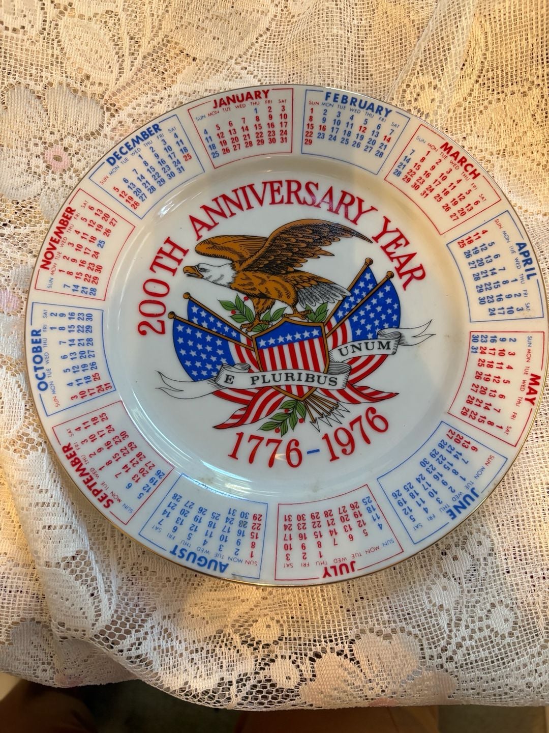 Spencer Gifts Bicentennial 1976 Calendar Collector Plate 1