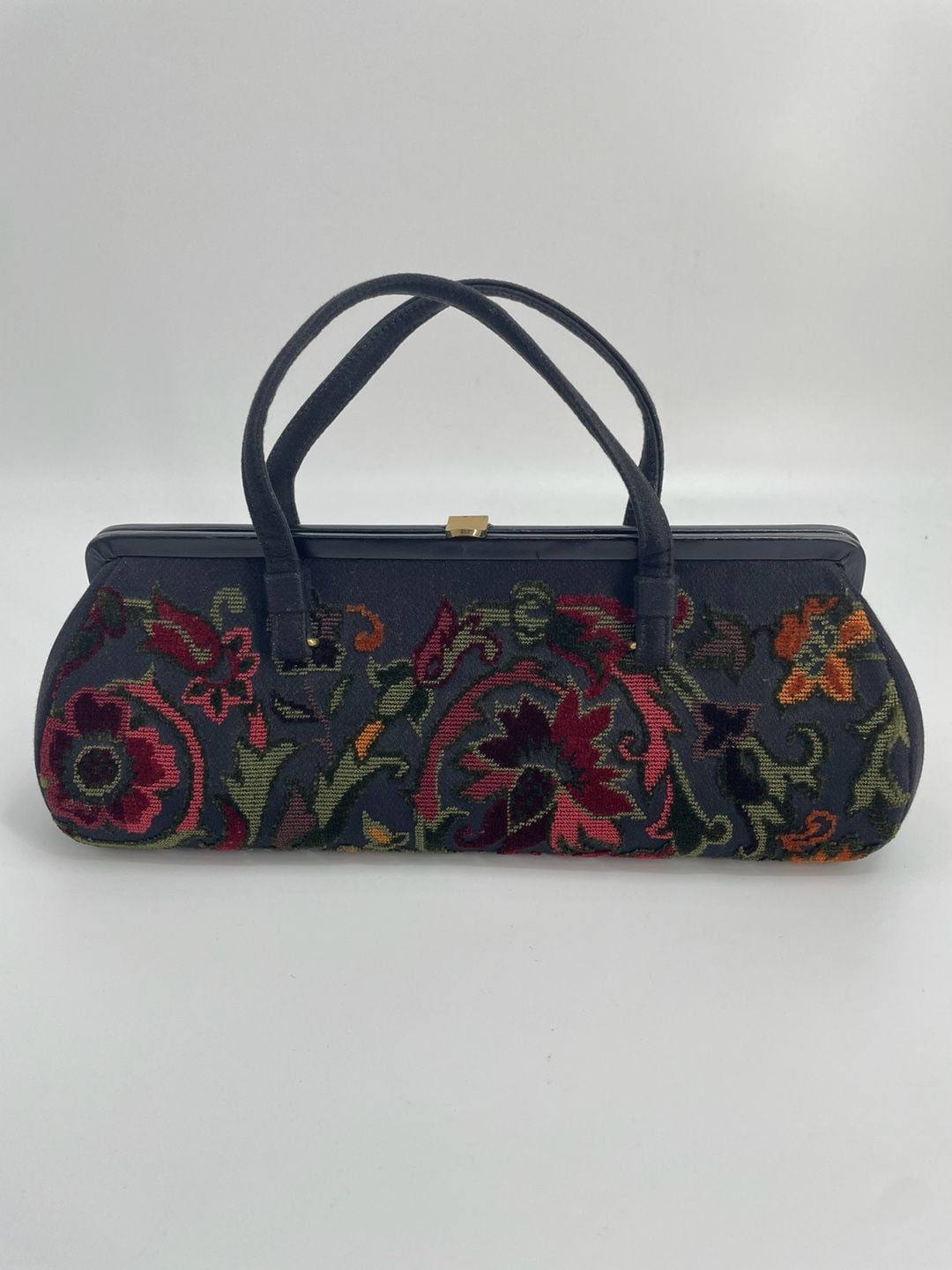 Vintage Tapestry Needlepoint Floral Frame Handbag Purse 2