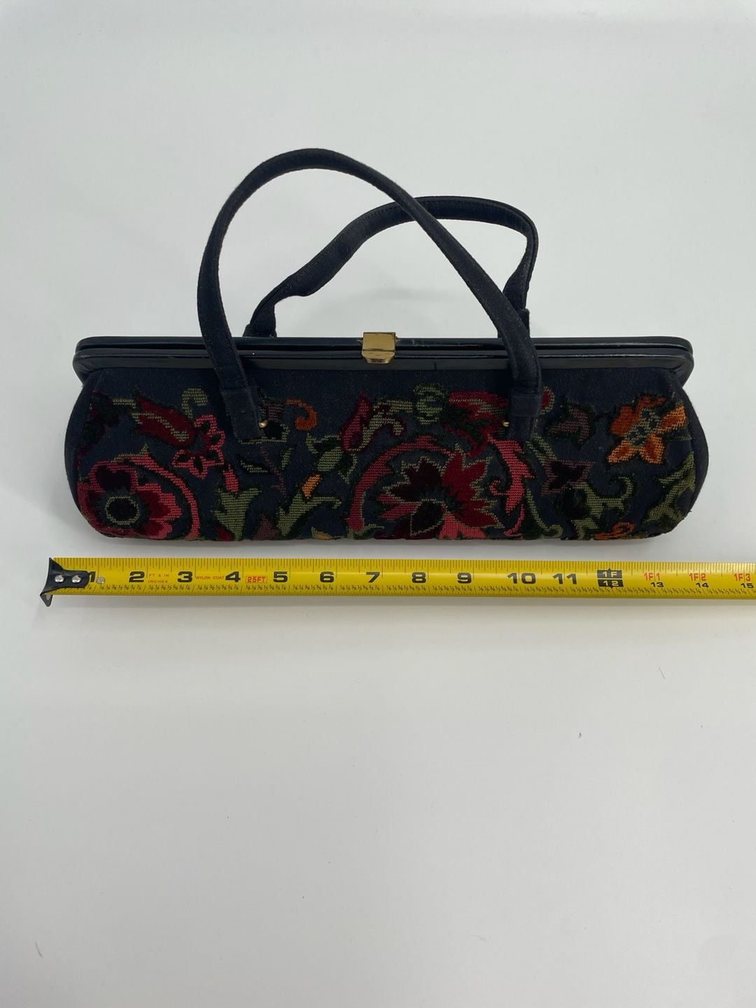 Vintage Tapestry Needlepoint Floral Frame Handbag Purse 10