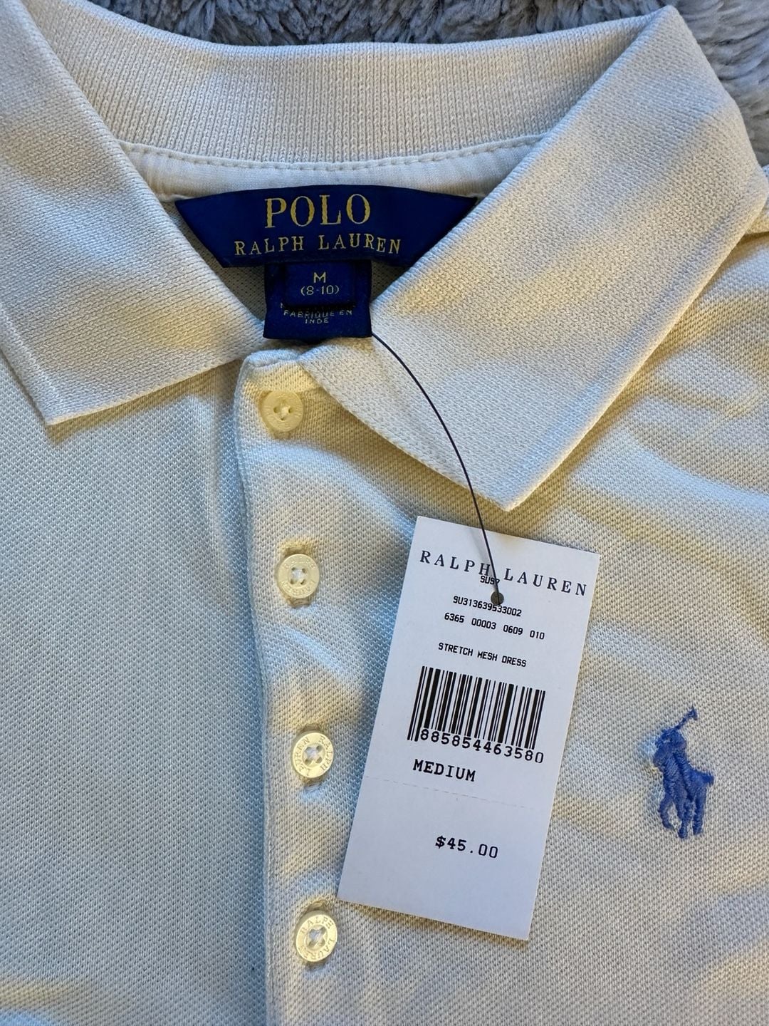 New Polo Ralph Lauren Stretch Mesh Dress Size M 8-10 White Polo Dress 5