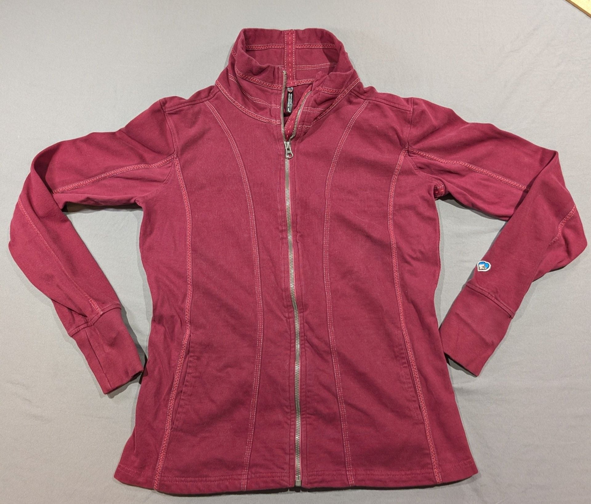 Kuhl Full Zip Jacket Size L Maroon Cotton Stand Collar 2