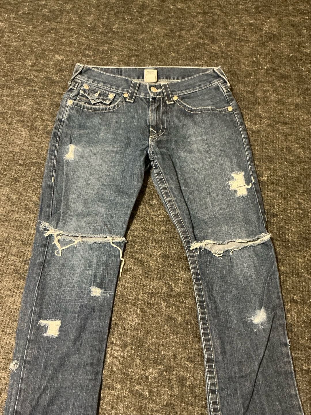 True Religion Slim Distressed Denim Jeans Womens Size 31 Blue Cotton 5 Pockets 3