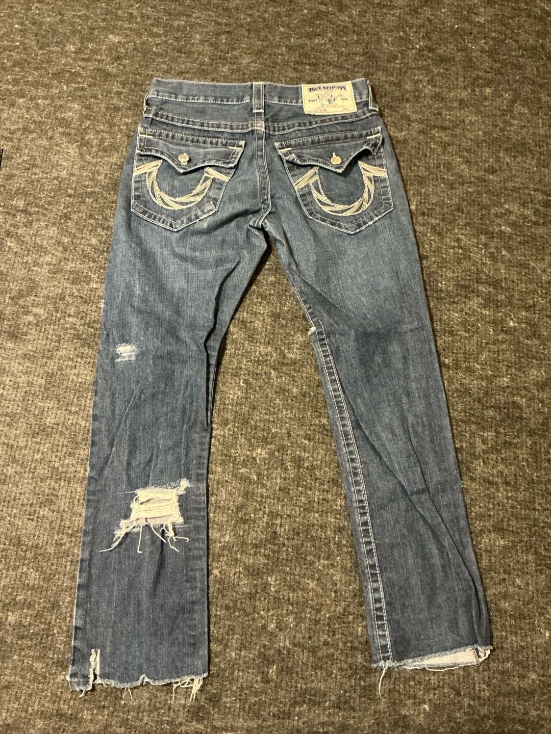 True Religion Slim Distressed Denim Jeans Womens Size 31 Blue Cotton 5 Pockets 12