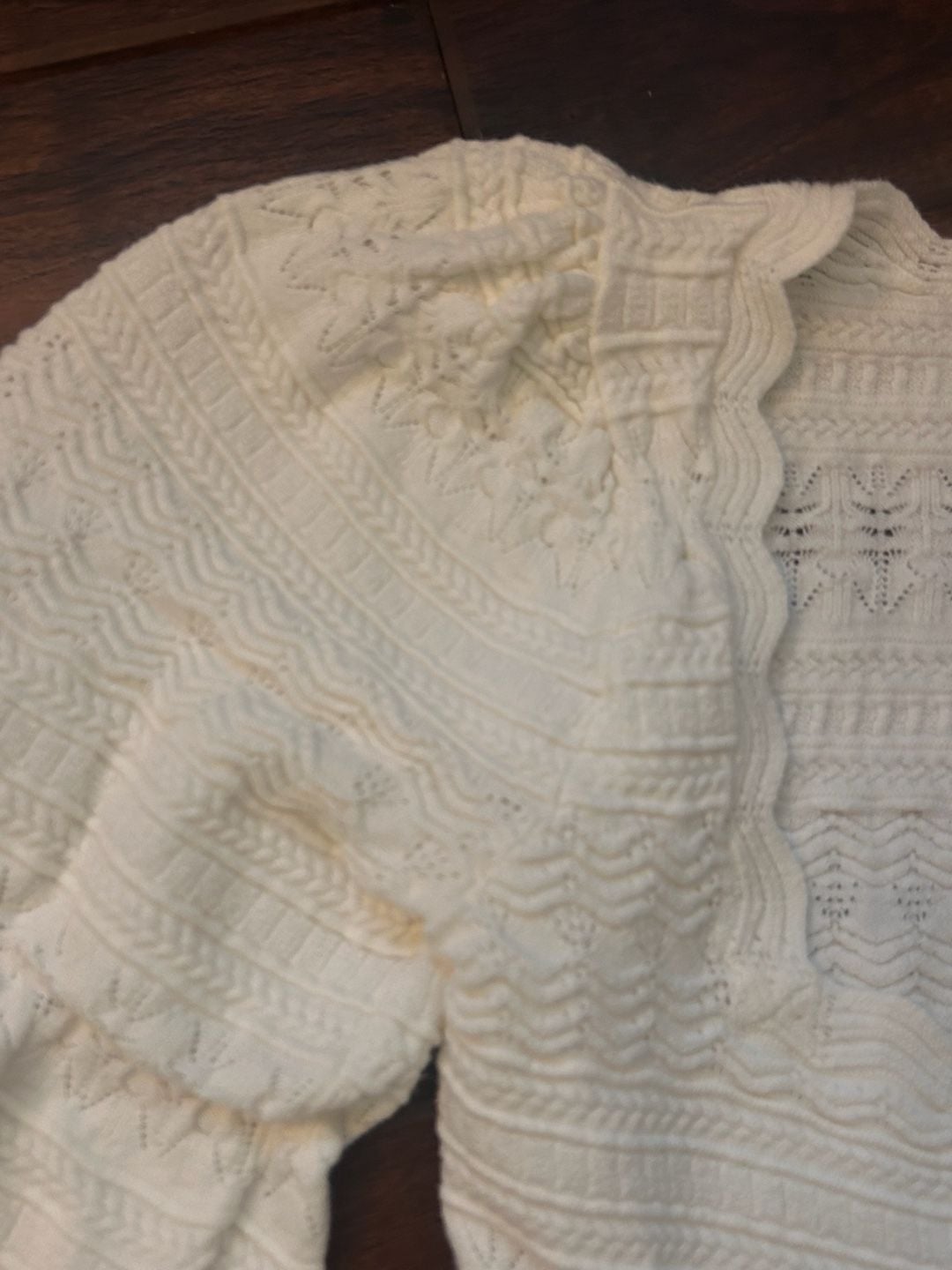Sézane Ronnie Jumper XS Ecru Cream Knit Puff Sleeve Sweater Top Coquette 8