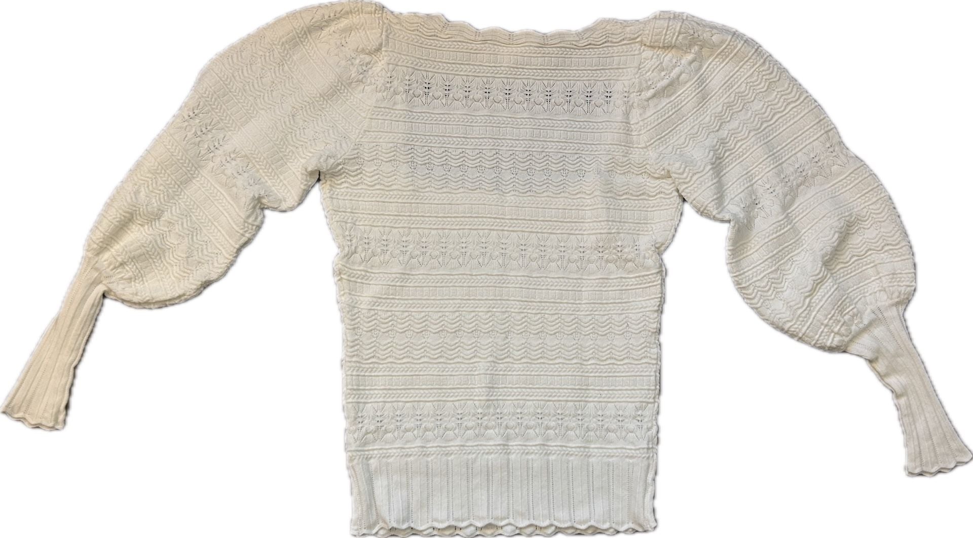 Sézane Ronnie Jumper XS Ecru Cream Knit Puff Sleeve Sweater Top Coquette 10