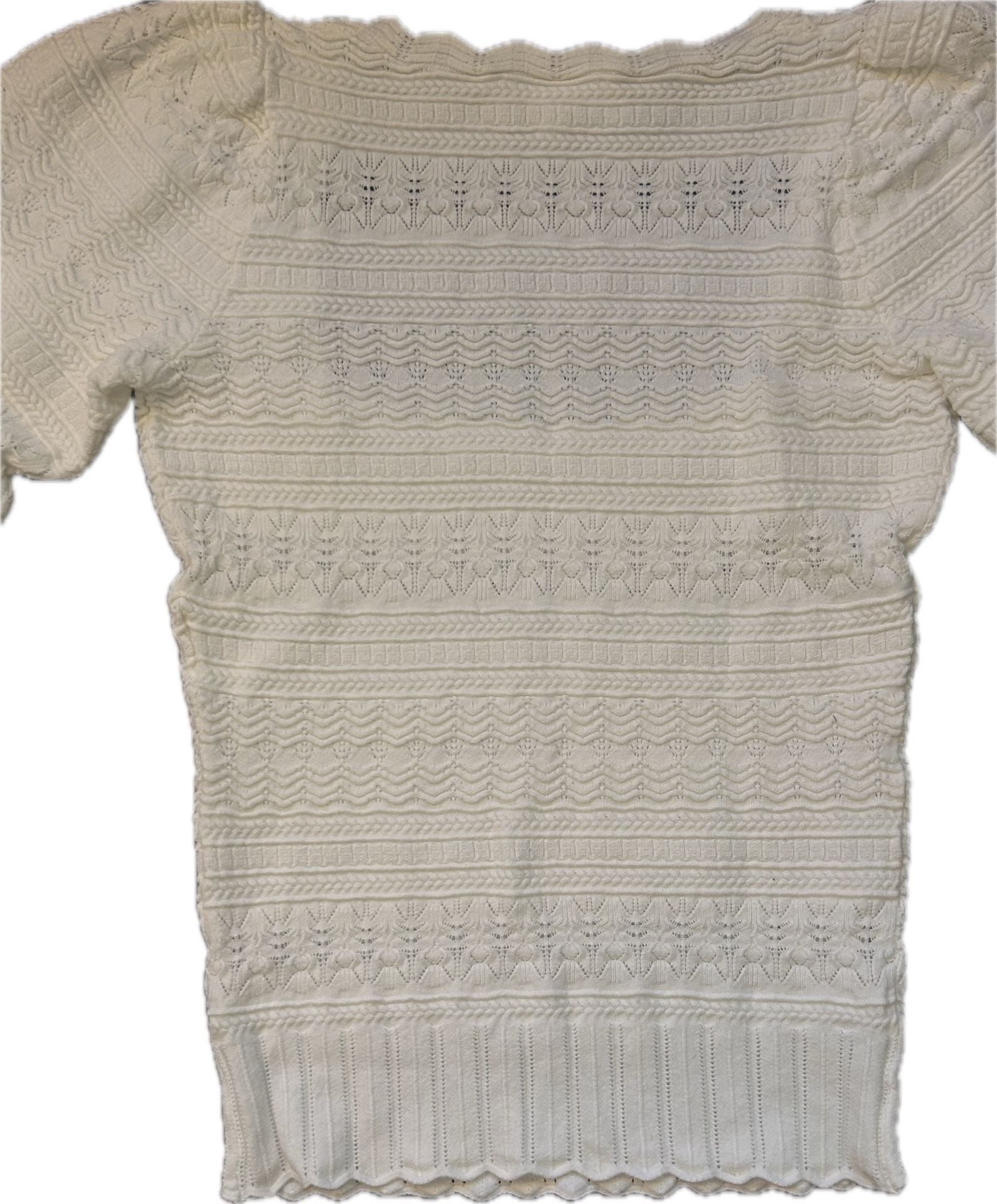 Sézane Ronnie Jumper XS Ecru Cream Knit Puff Sleeve Sweater Top Coquette 11
